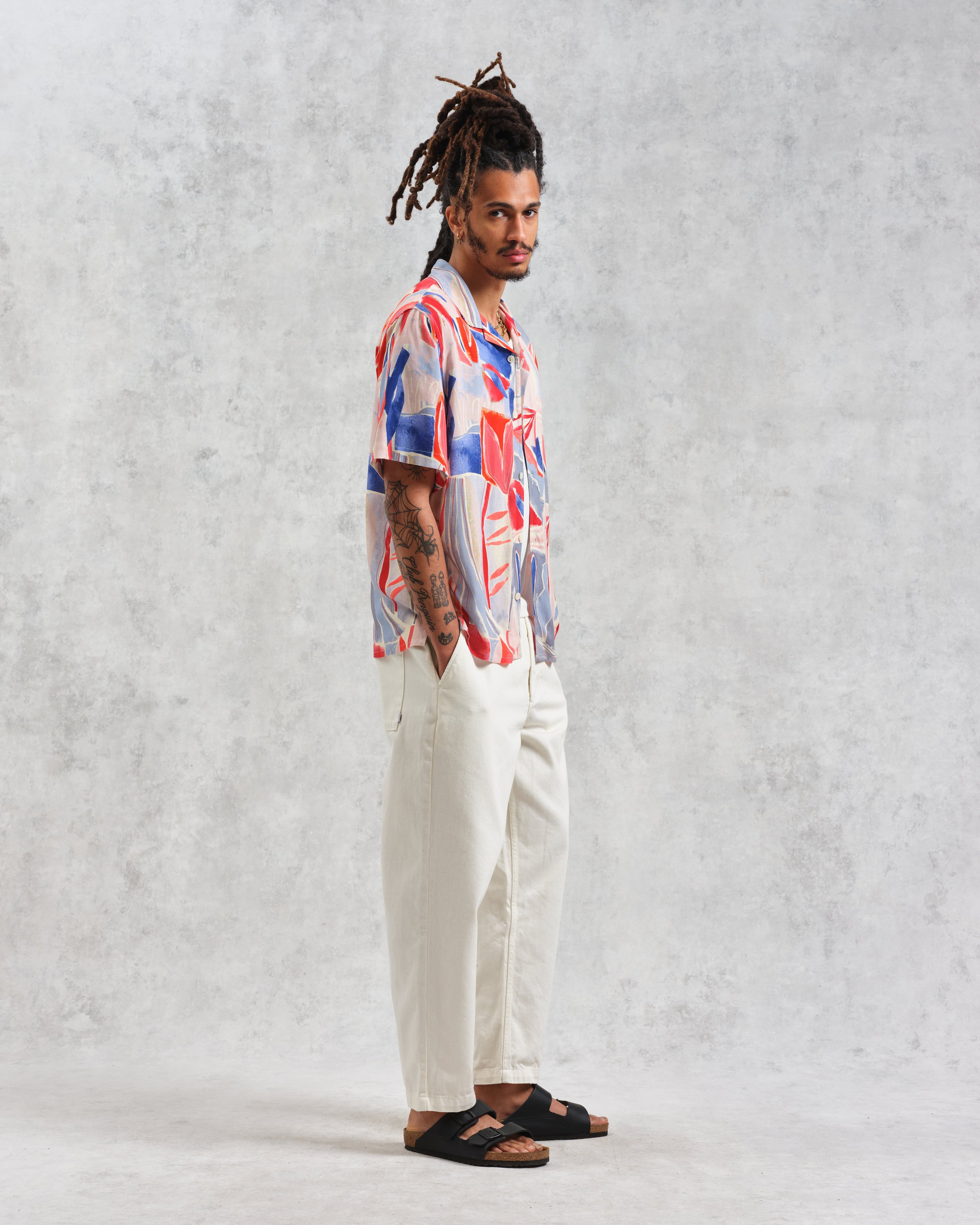 Didcot - Blue And Pink Abstract Short-Sleeve Shirt