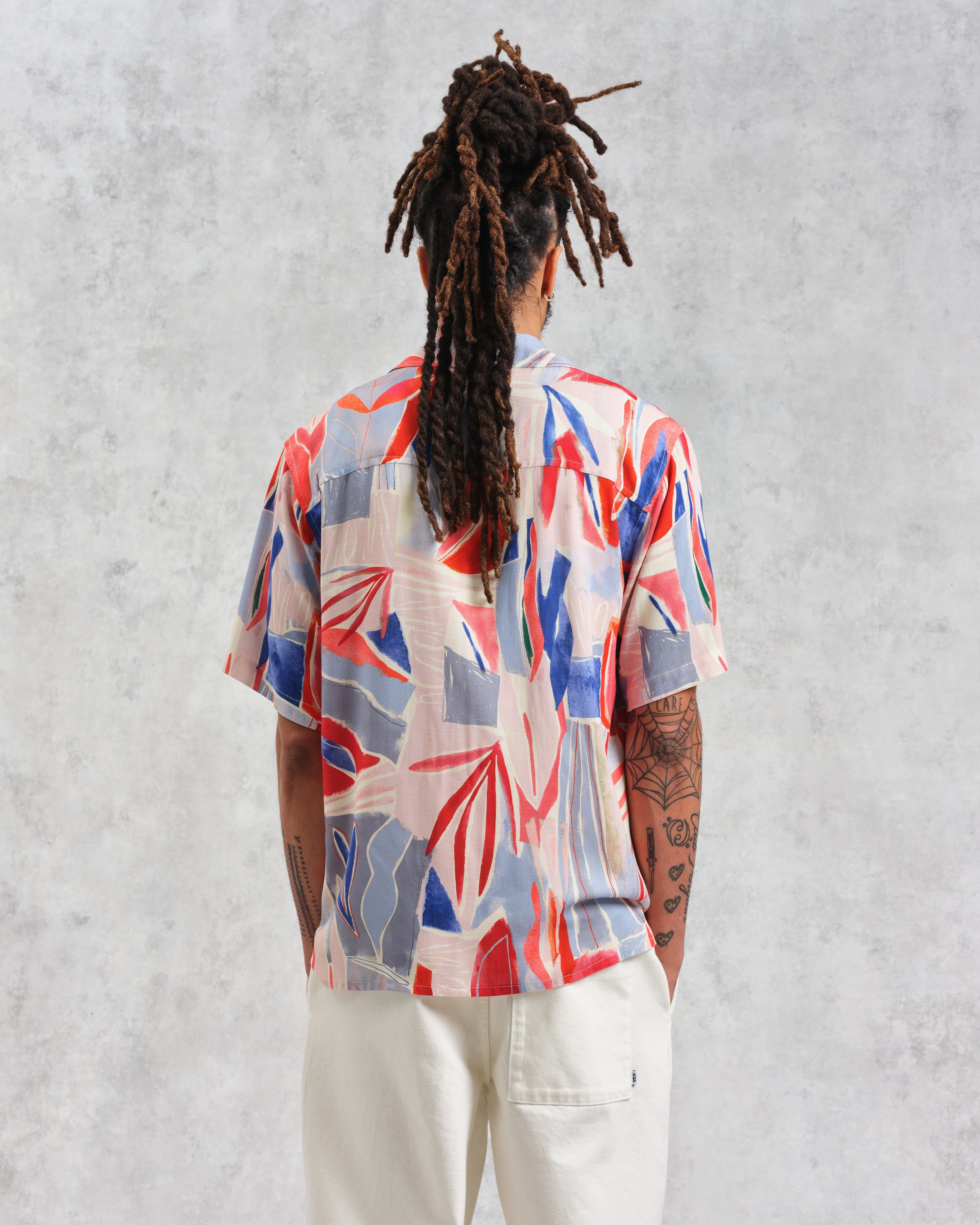 Didcot - Blue And Pink Abstract Short-Sleeve Shirt