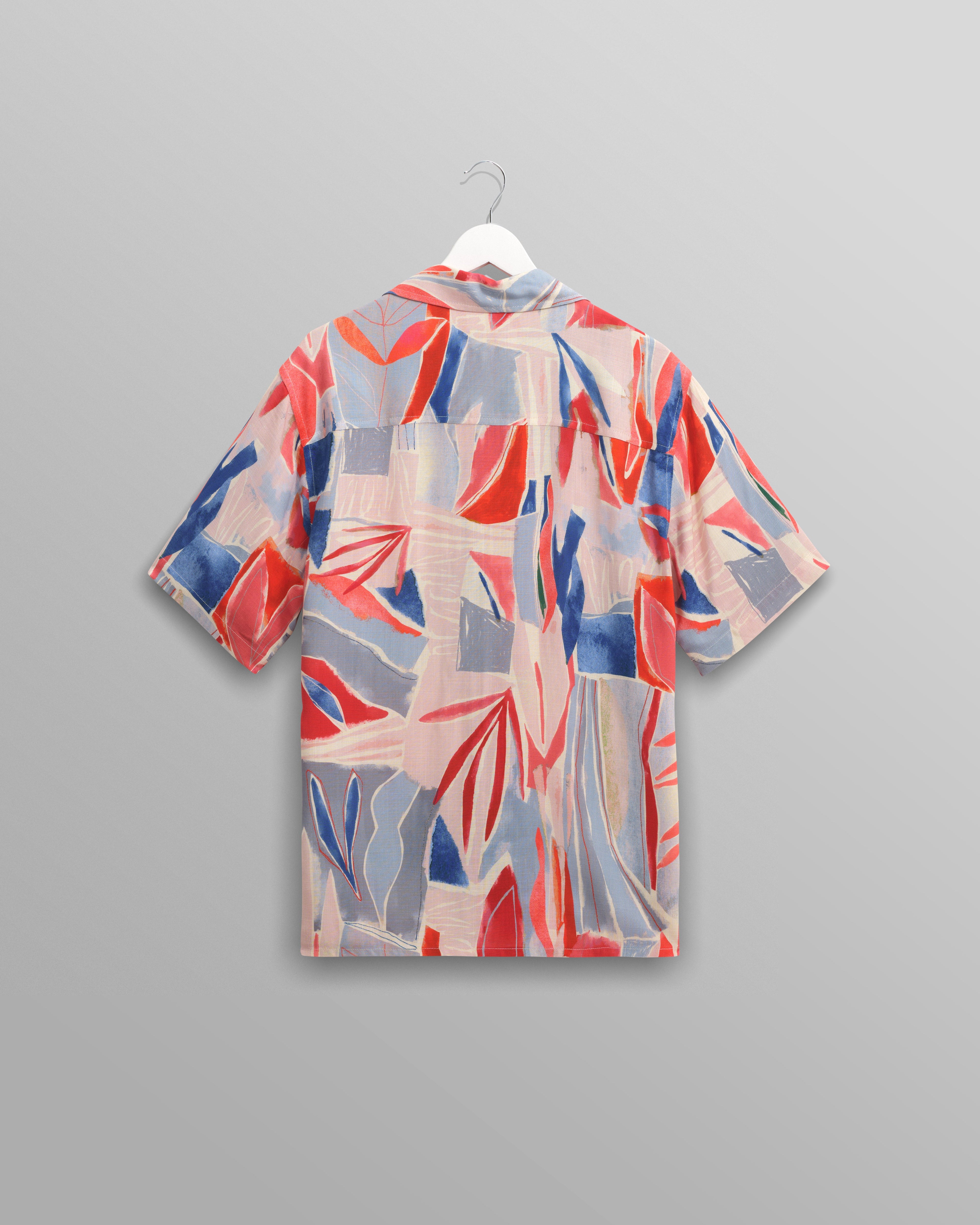 Didcot - Blue And Pink Abstract Short-Sleeve Shirt