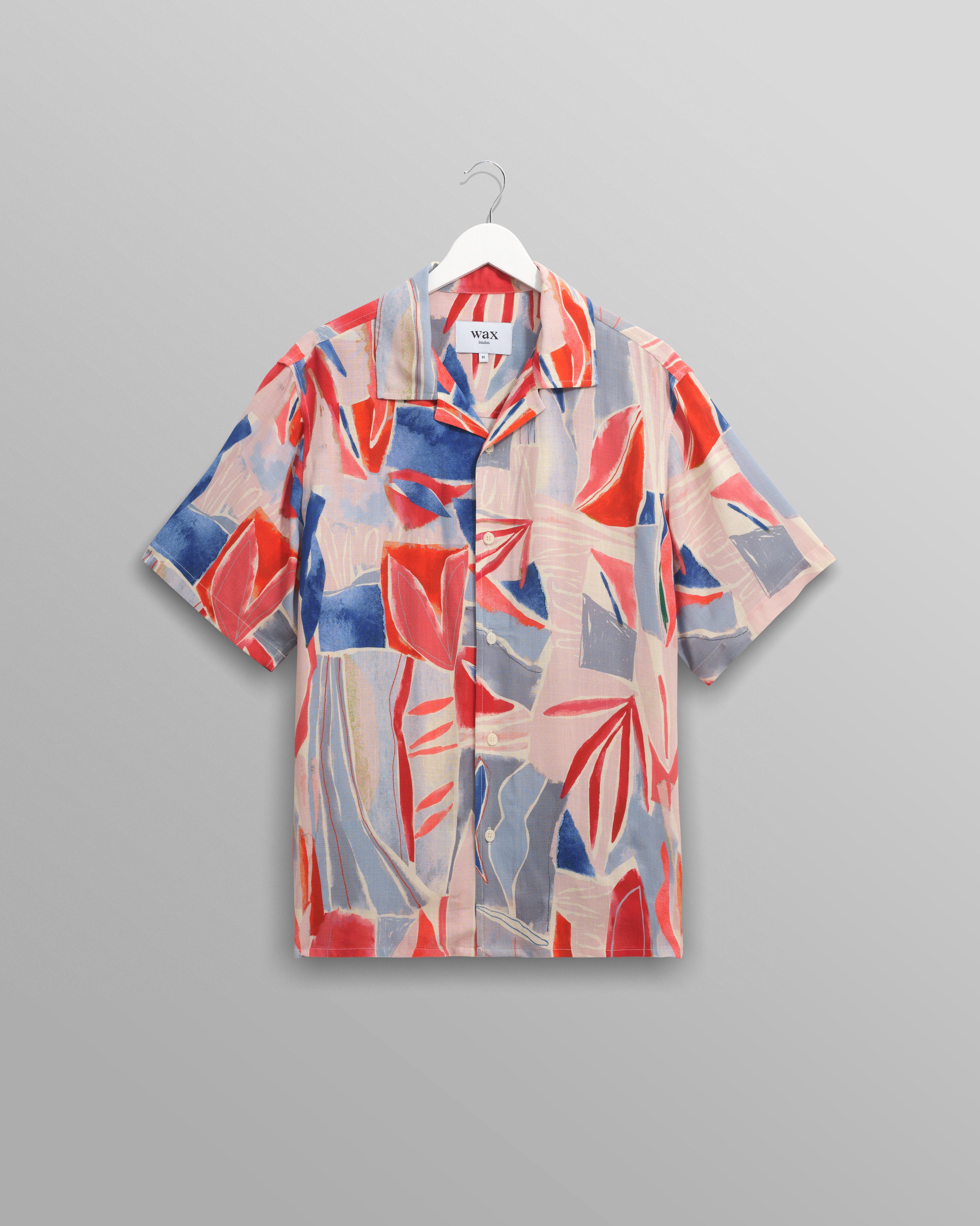 Didcot - Blue And Pink Abstract Short-Sleeve Shirt