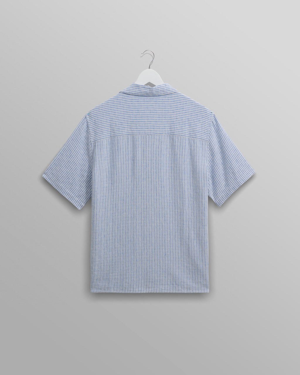 Didcot - Blue And White Textured Stripe Short-Sleeve Shirt