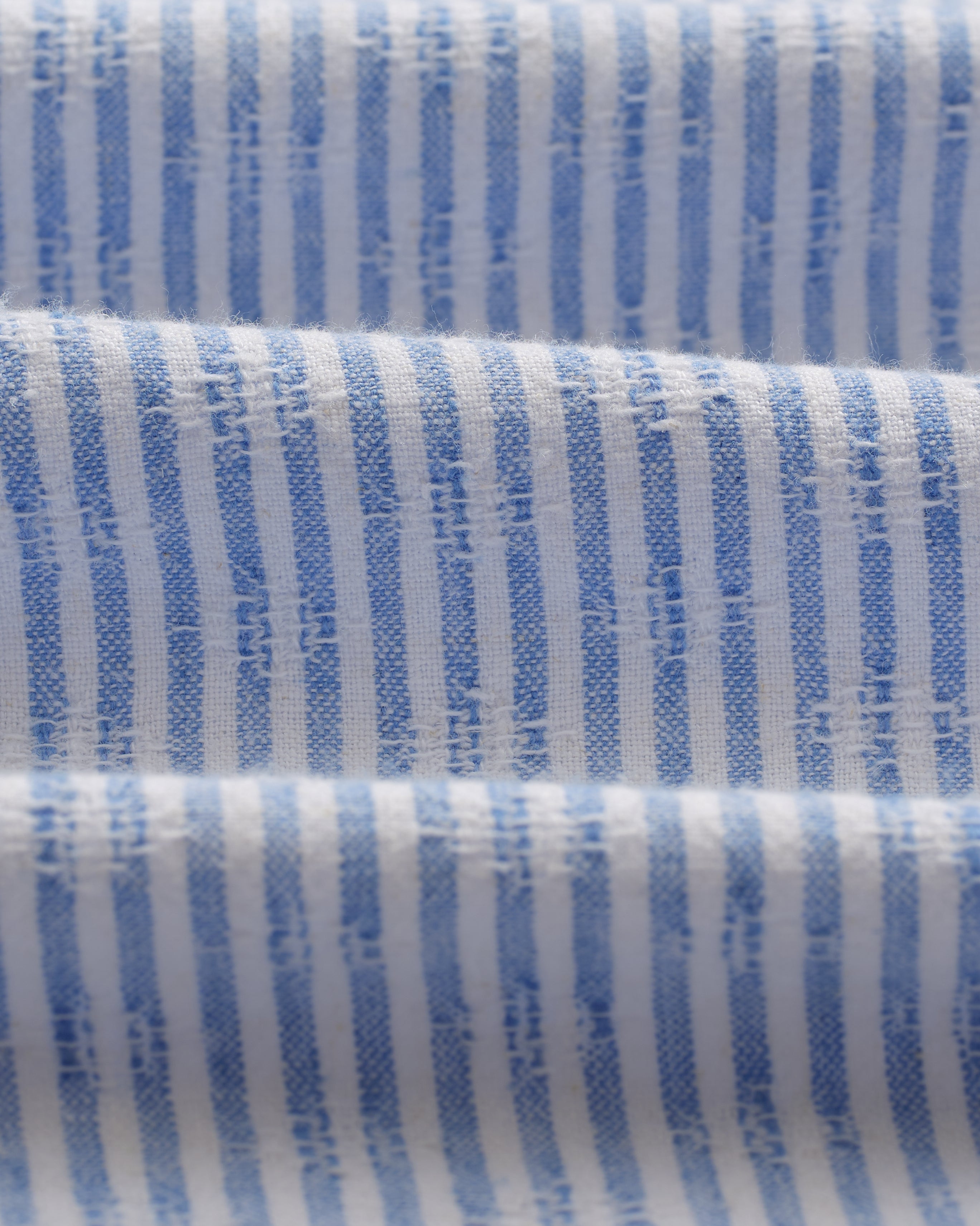 Didcot - Blue And White Textured Stripe Short-Sleeve Shirt