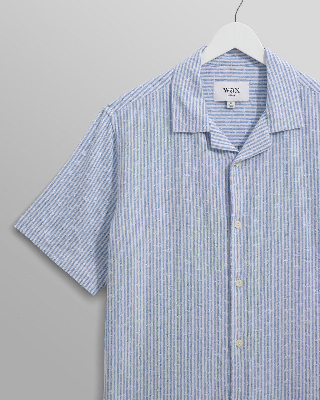 Didcot - Blue And White Textured Stripe Short-Sleeve Shirt