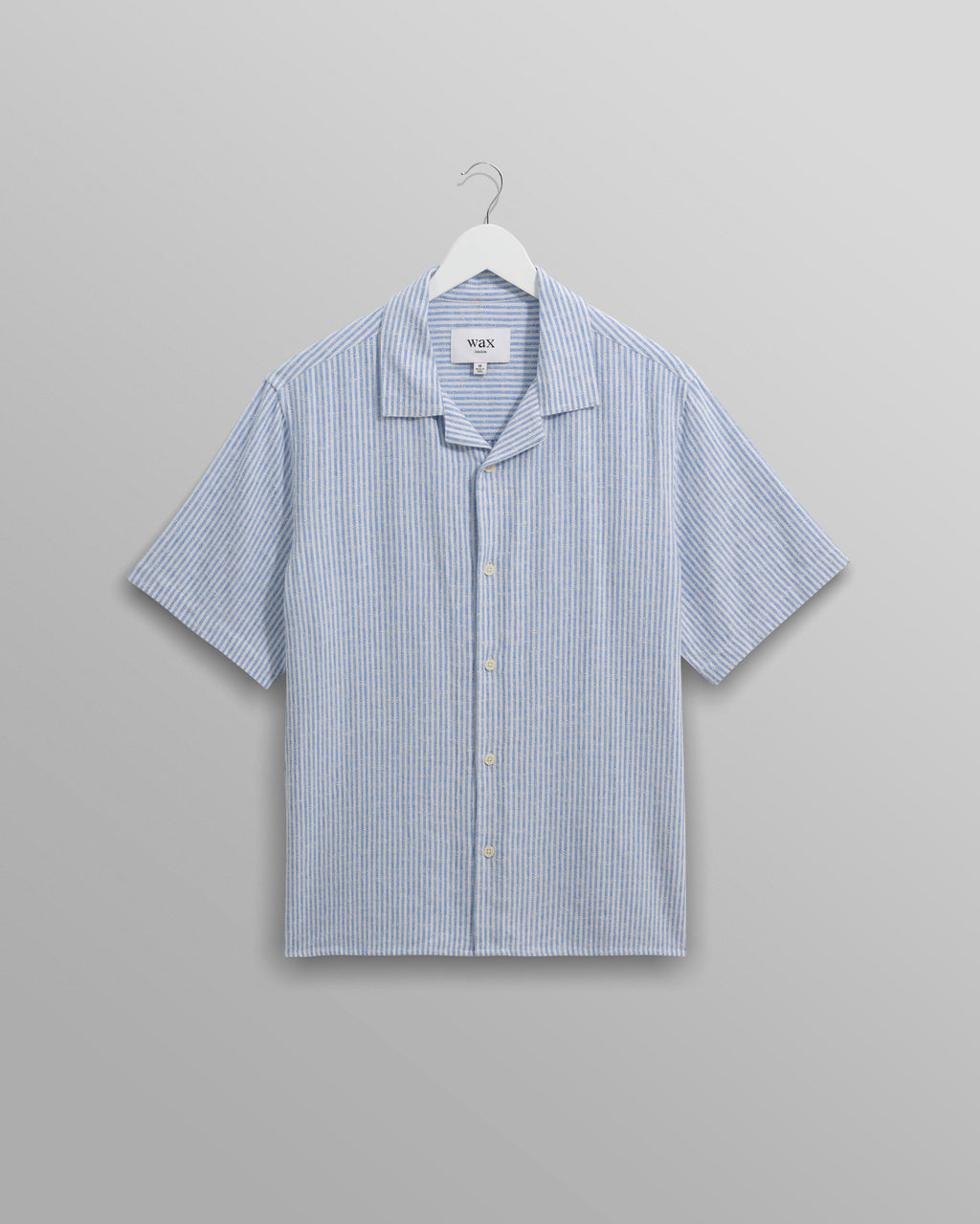 Didcot - Blue And White Textured Stripe Short-Sleeve Shirt