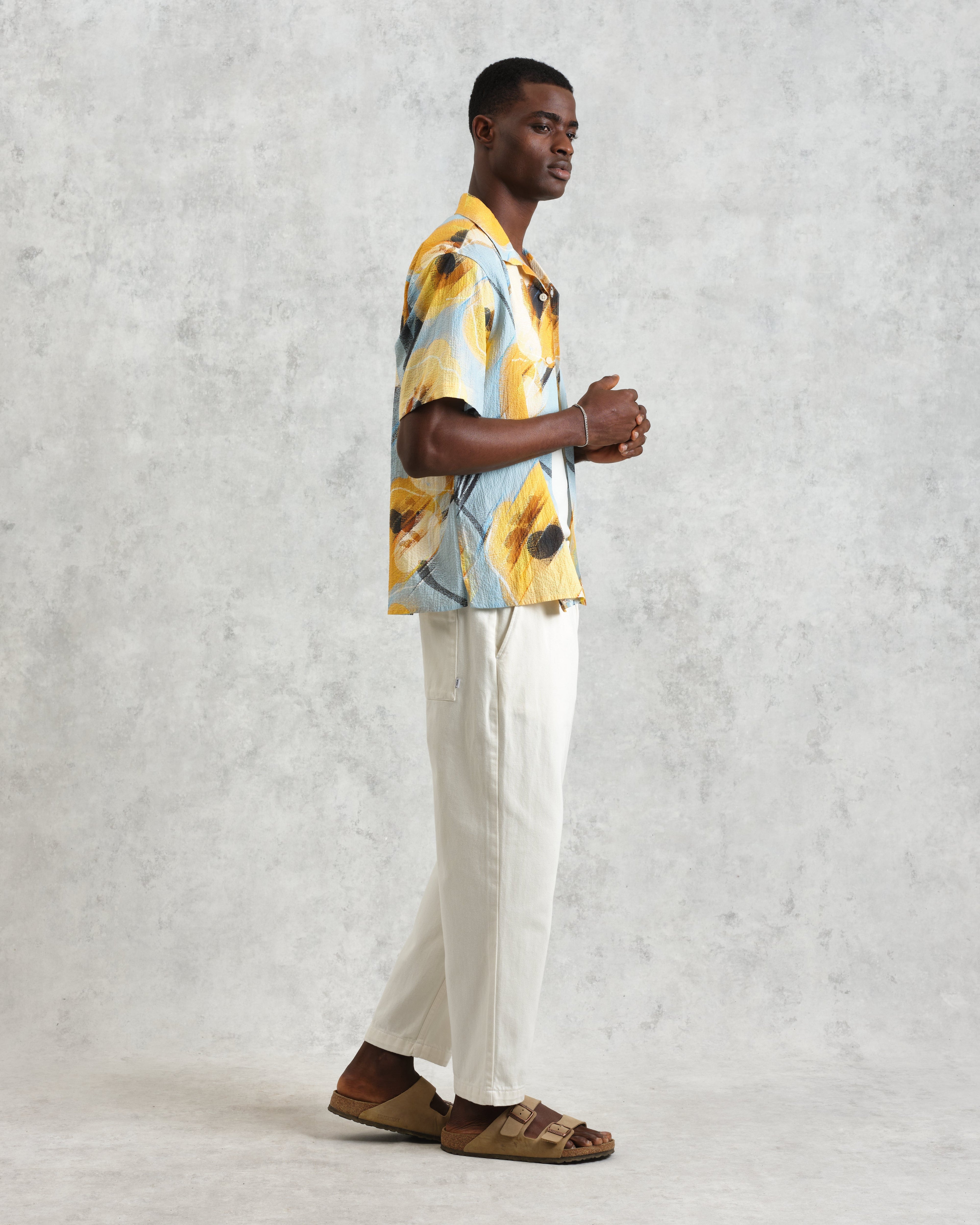 Didcot - Blue And Yellow Abstract Poppy Short-Sleeve Shirt