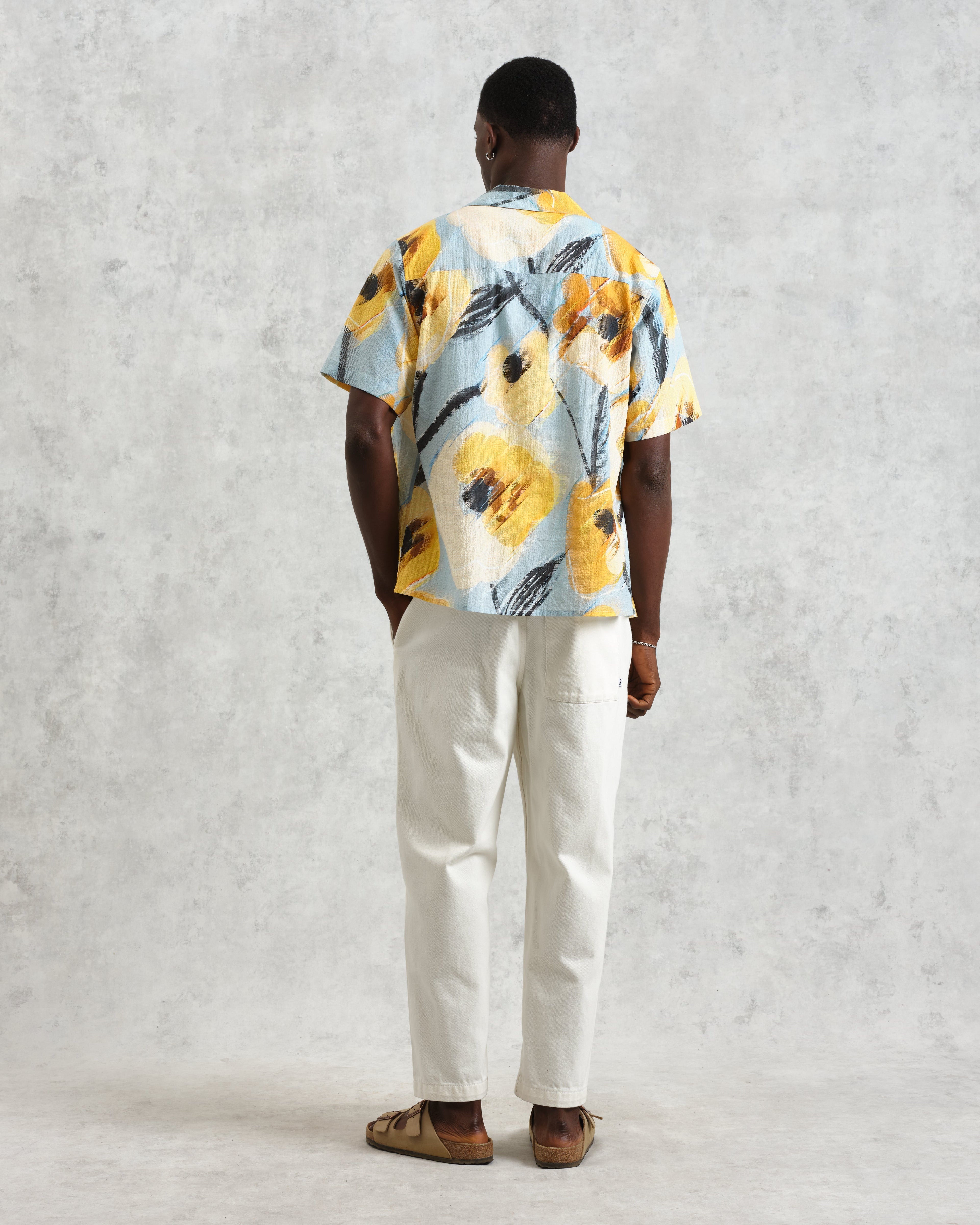 Didcot - Blue And Yellow Abstract Poppy Short-Sleeve Shirt