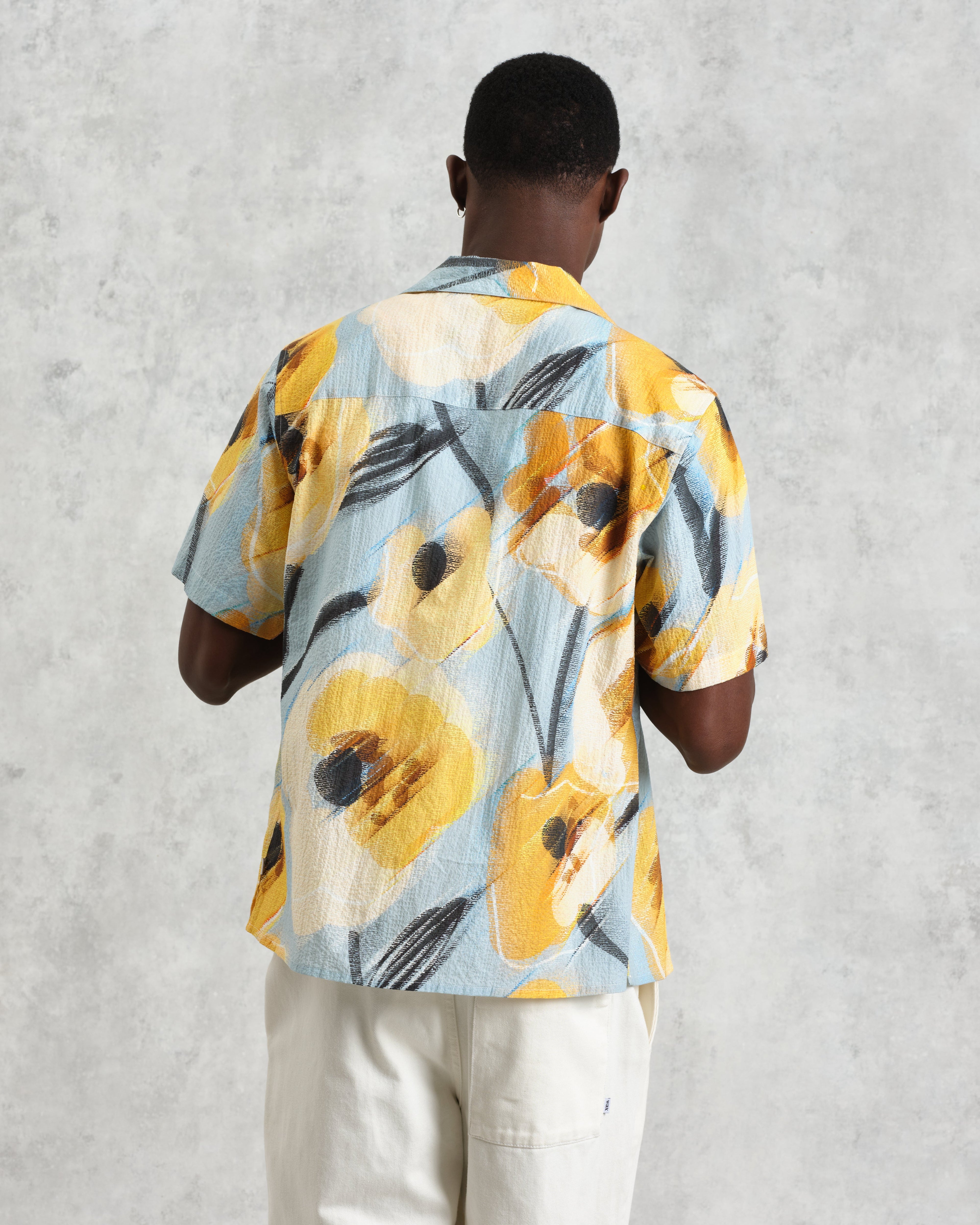 Didcot - Blue And Yellow Abstract Poppy Short-Sleeve Shirt