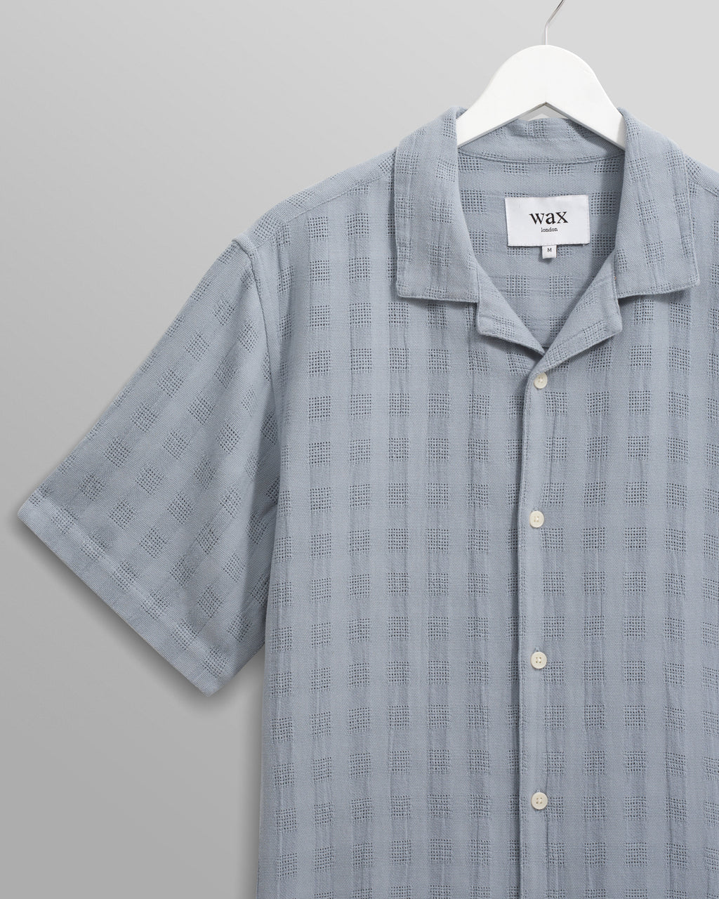 Didcot - Blue Open Weave Cotton Short-Sleeve Shirt