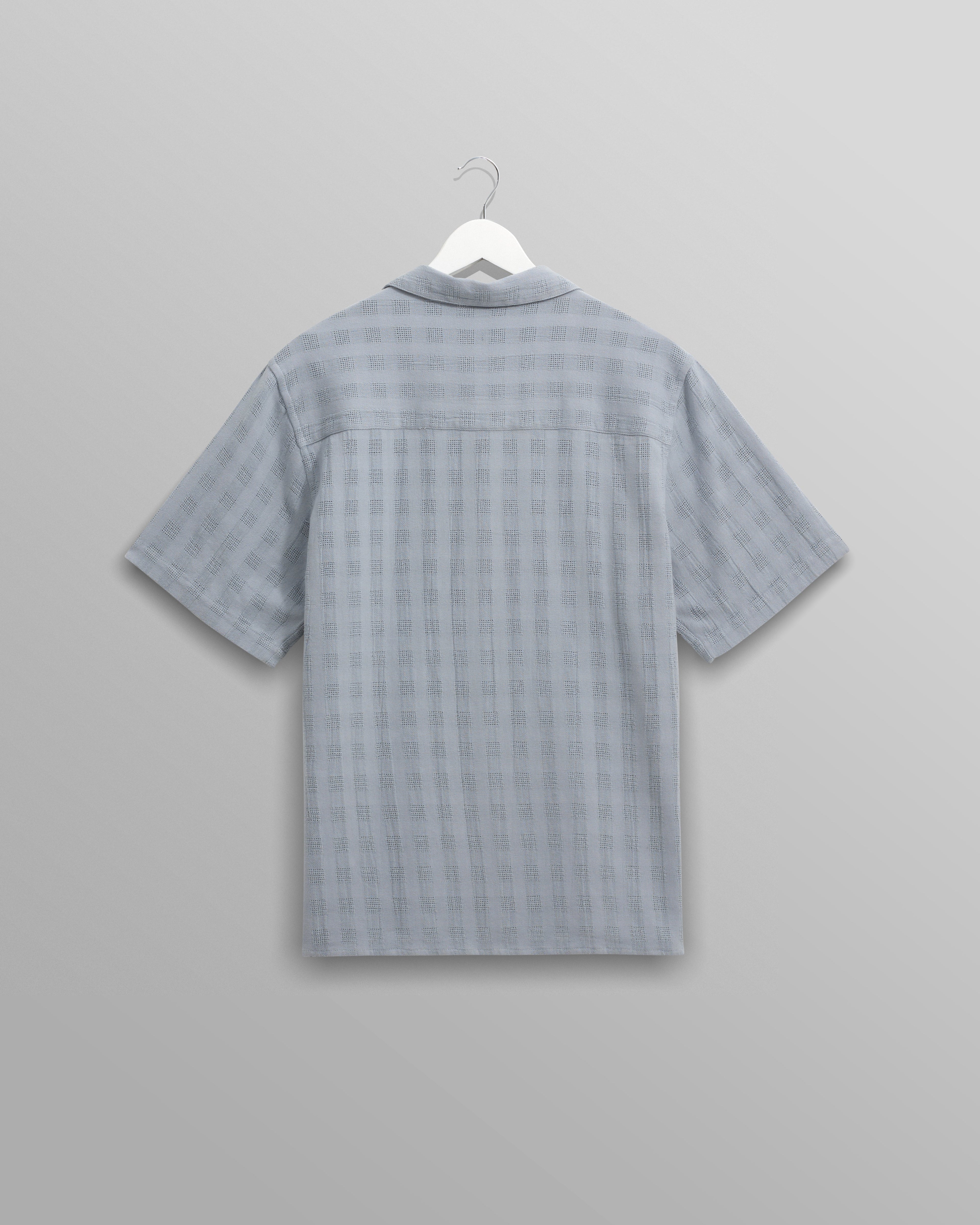 Didcot - Blue Open Weave Cotton Short-Sleeve Shirt