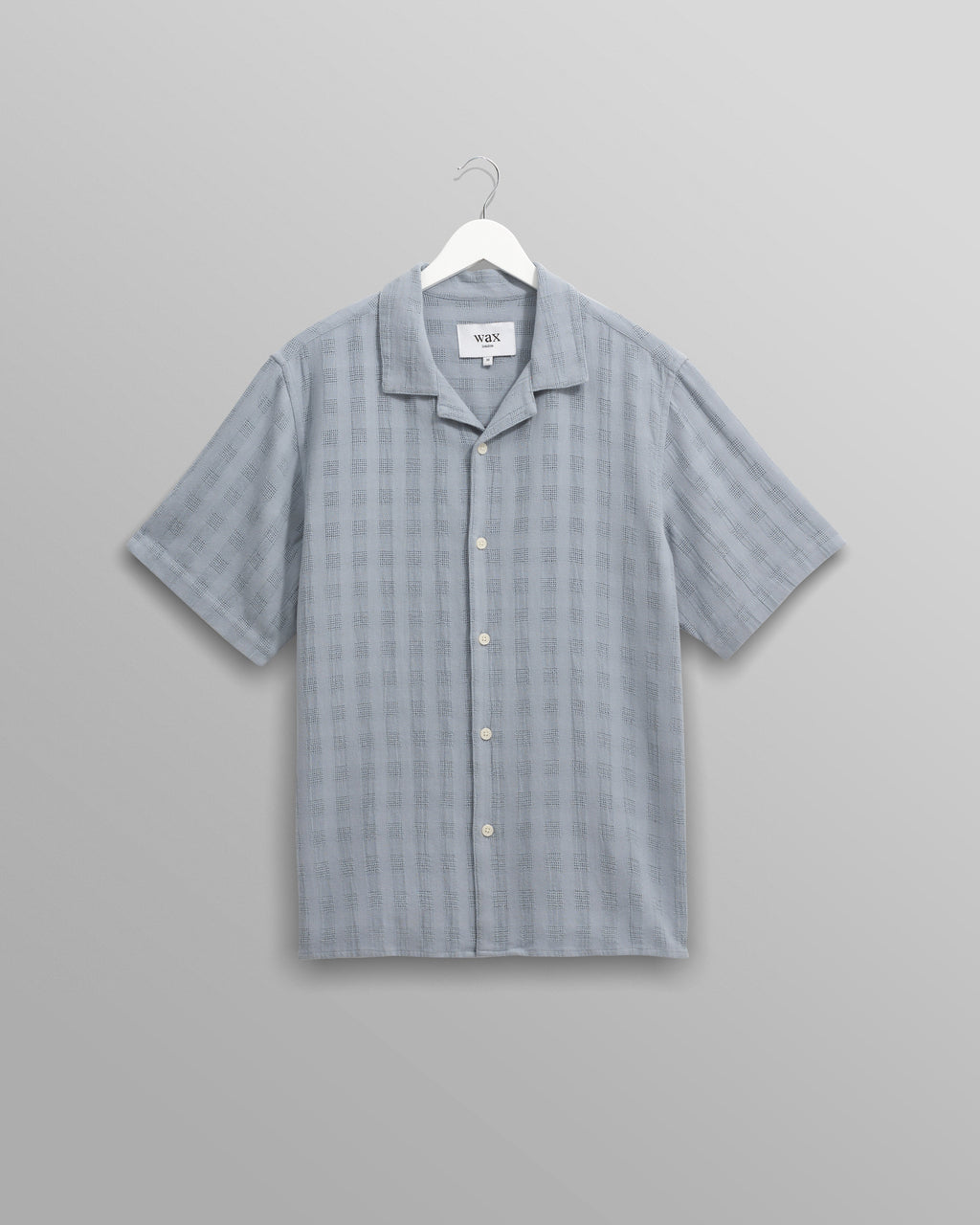 Didcot - Blue Open Weave Cotton Short-Sleeve Shirt