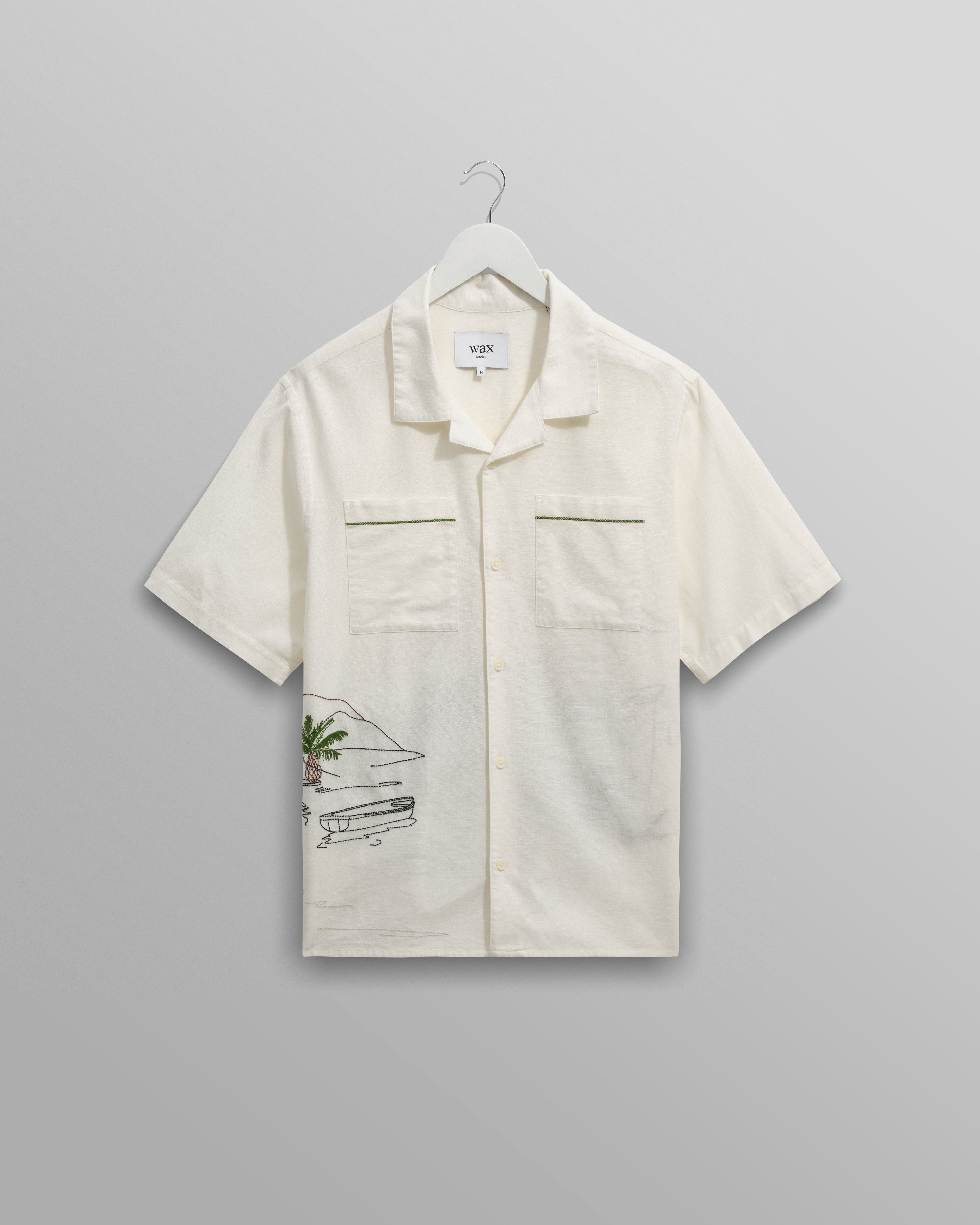 Didcot - Ecru And Multicolour Embroidered Short-Sleeve Shirt