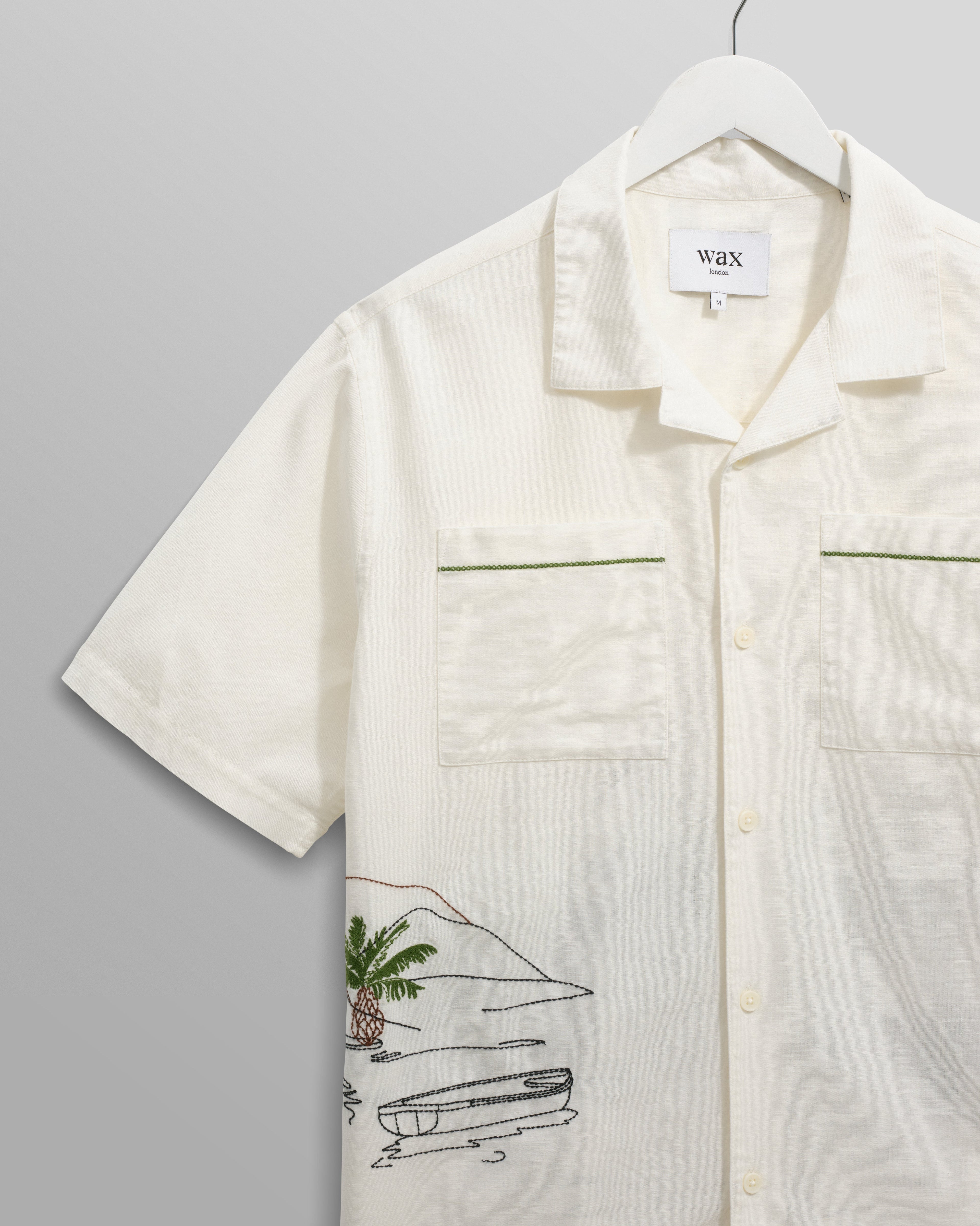 Didcot - Ecru And Multicolour Embroidered Short-Sleeve Shirt
