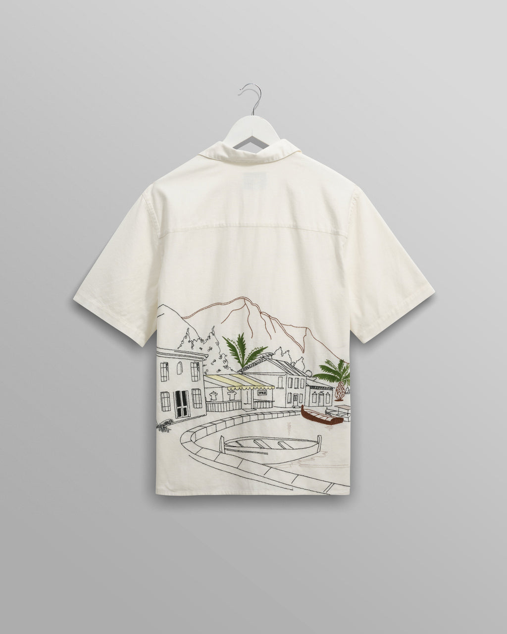 Didcot - Ecru And Multicolour Embroidered Short-Sleeve Shirt