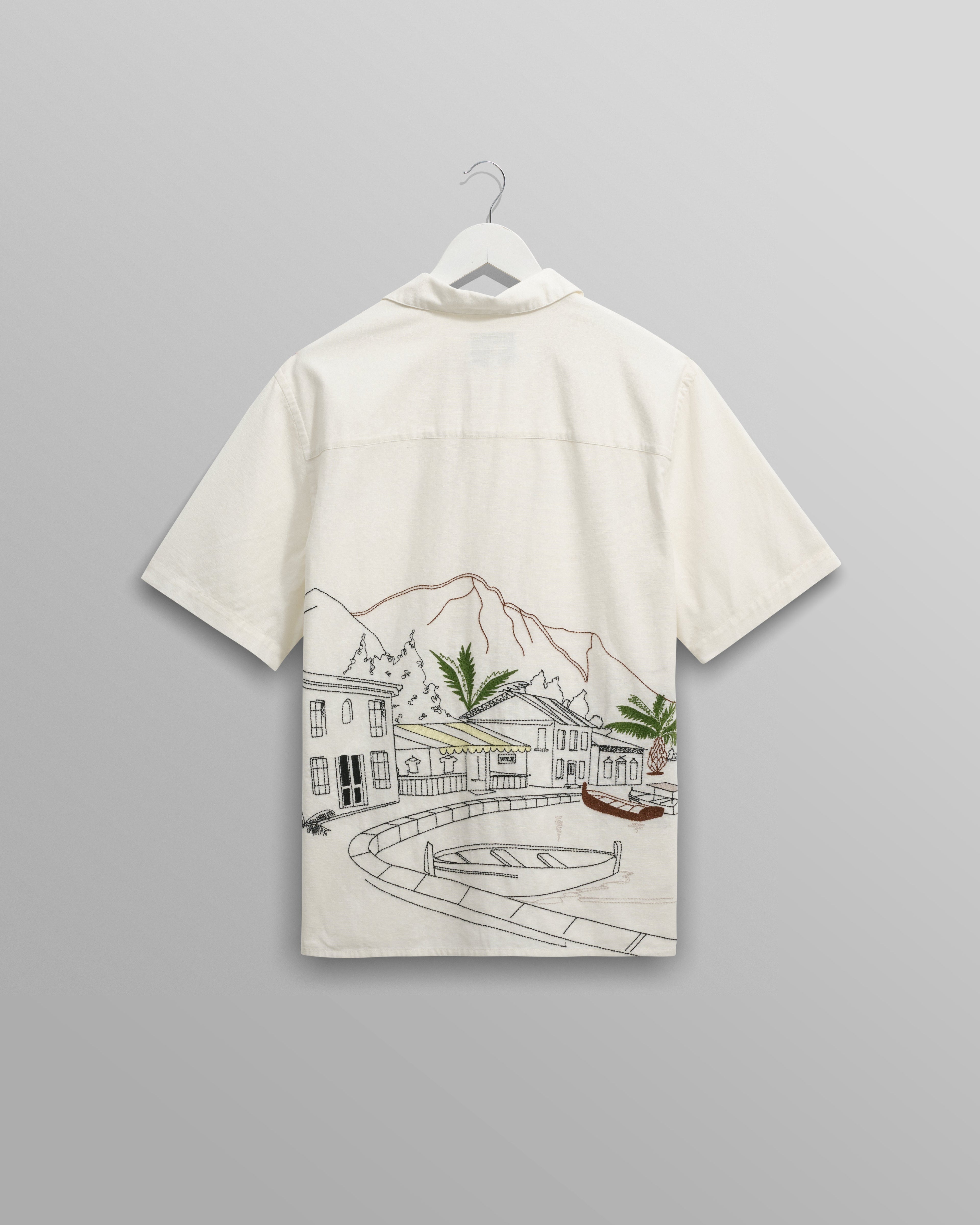 Didcot - Ecru And Multicolour Embroidered Short-Sleeve Shirt