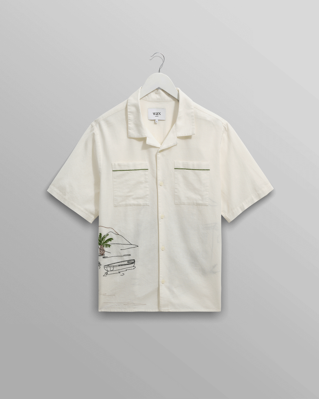Didcot - Ecru And Multicolour Embroidered Short-Sleeve Shirt