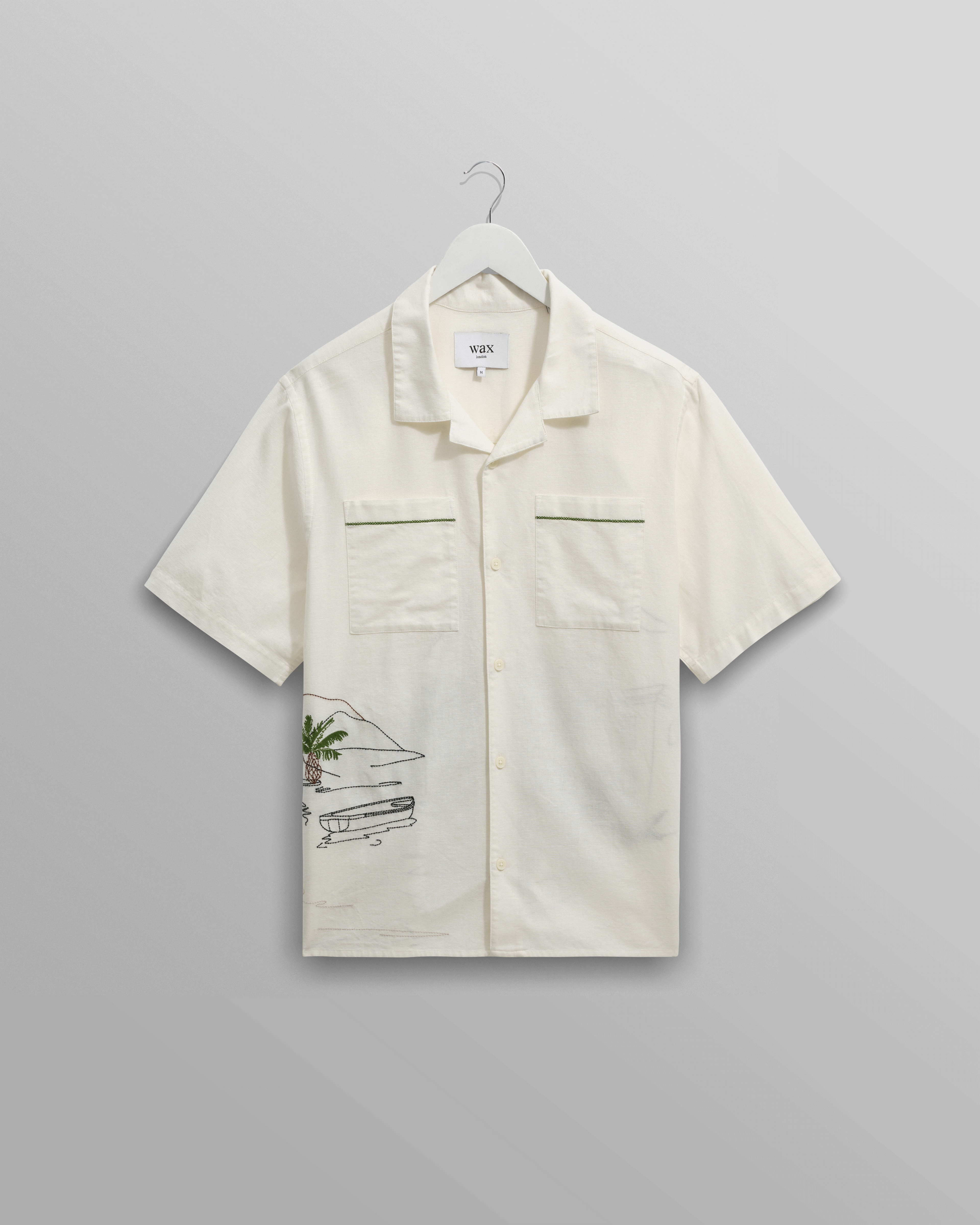 Didcot - Ecru And Multicolour Embroidered Short-Sleeve Shirt
