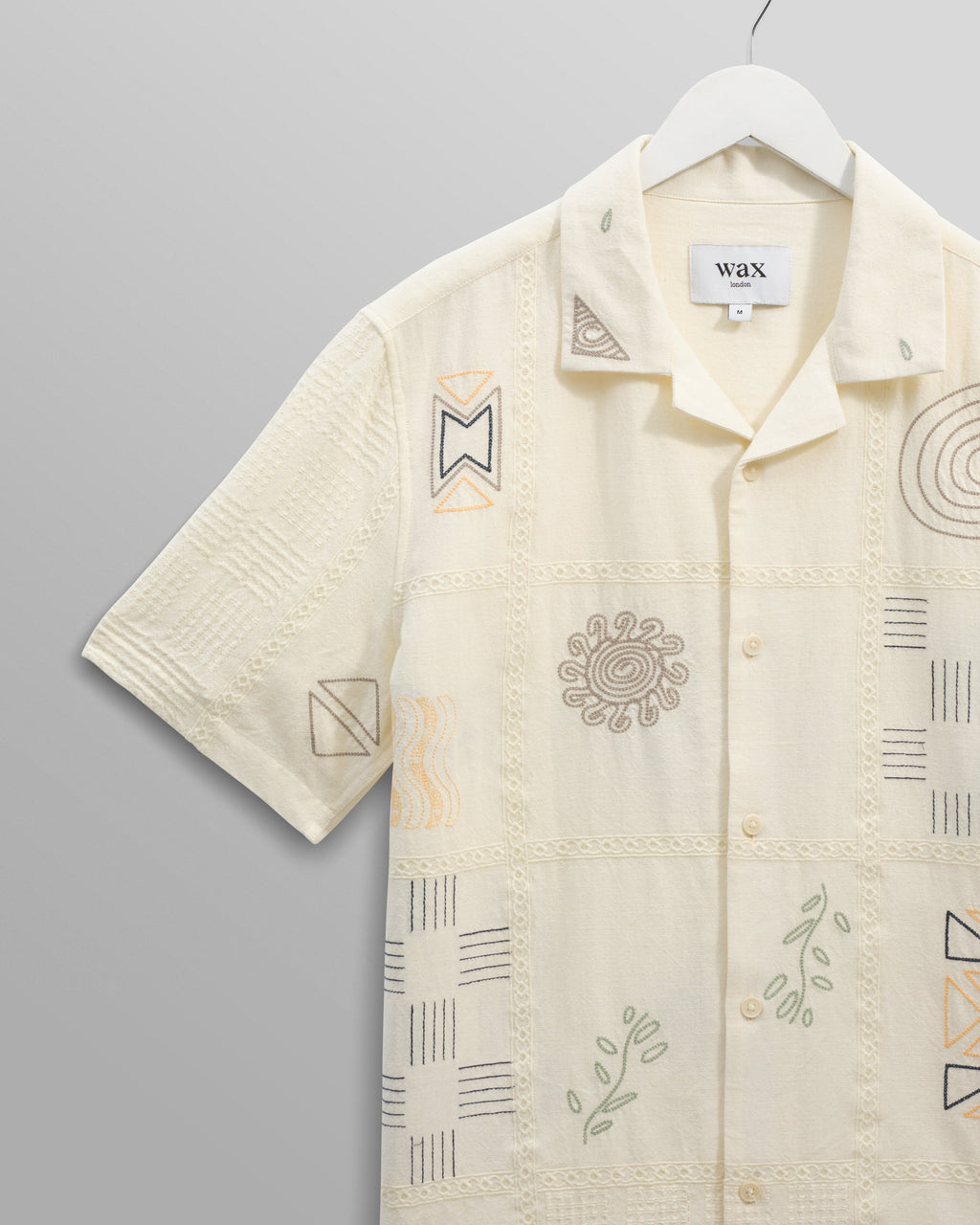 Didcot - Ecru Doodle Embroidered Short-Sleeve Shirt