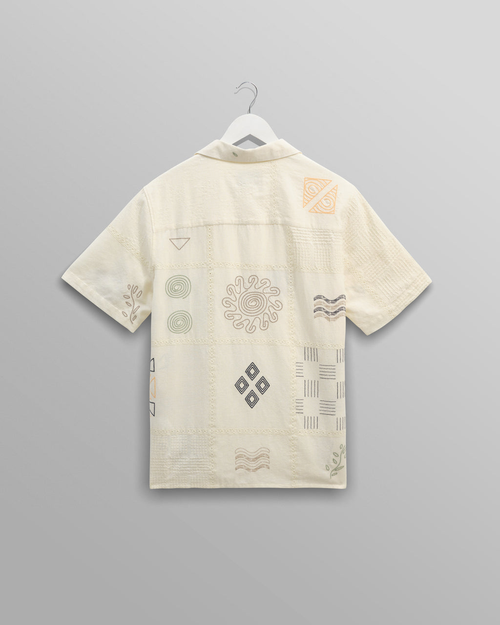 Didcot - Ecru Doodle Embroidered Short-Sleeve Shirt