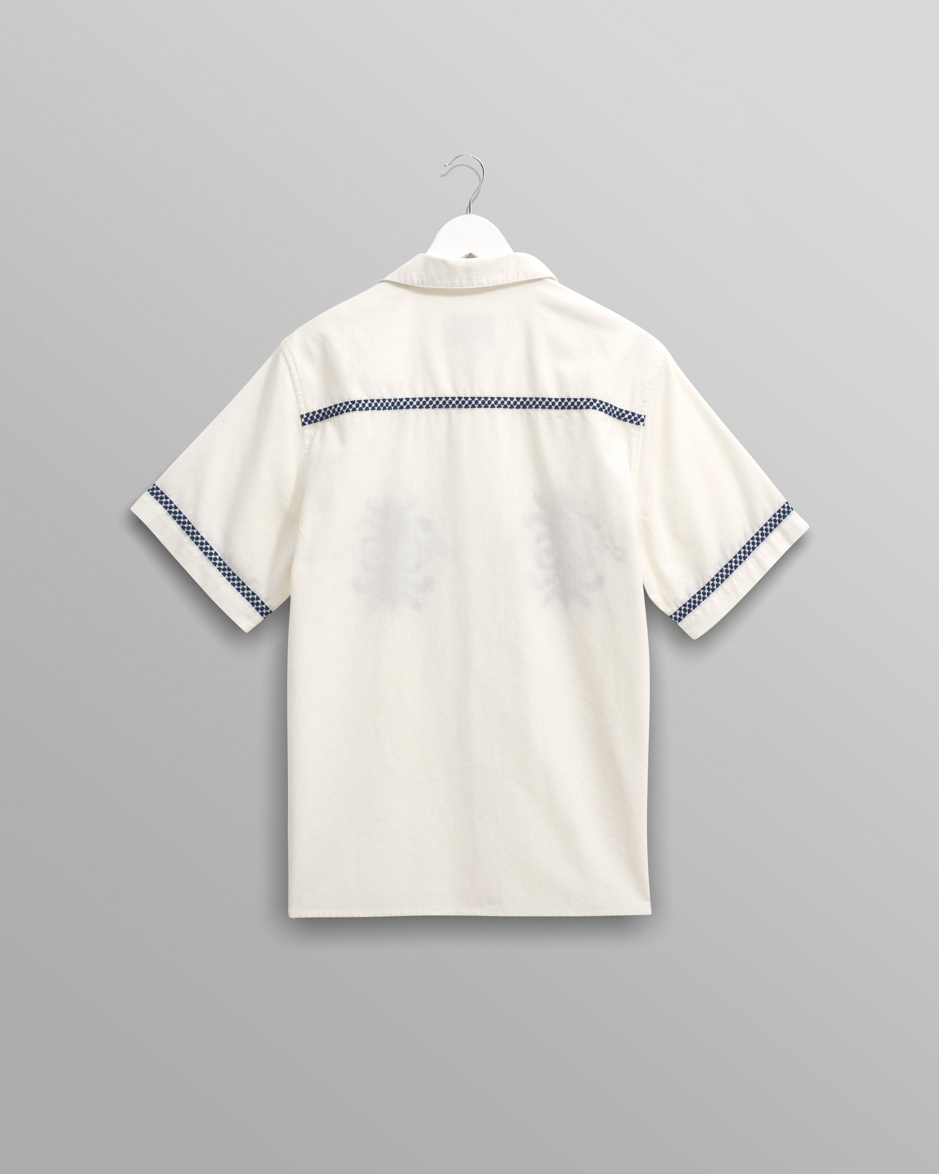 Didcot - Ecru Motif Embroidered Short-Sleeve Shirt
