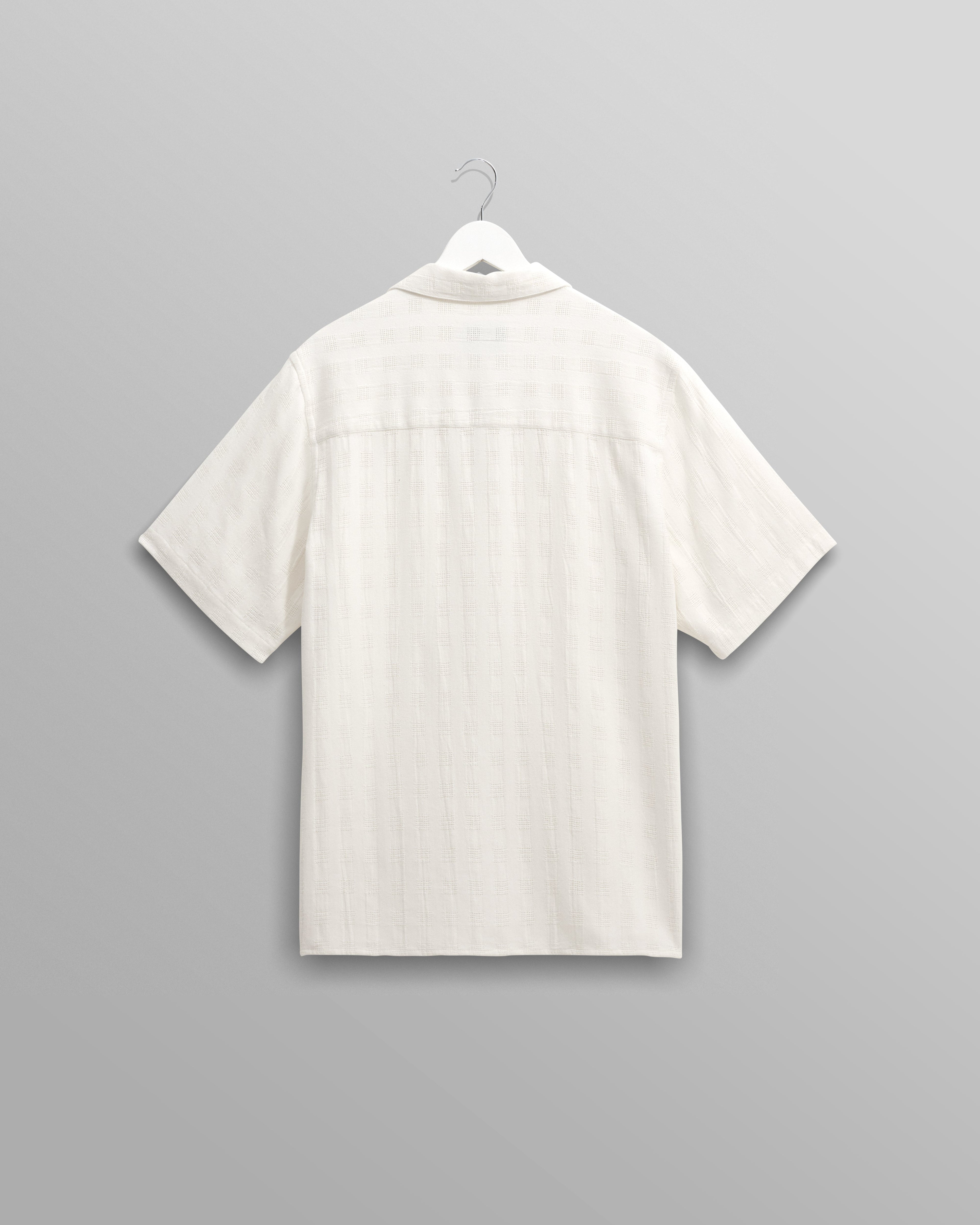 Didcot - Ecru Open Weave Cotton Short-Sleeve Shirt