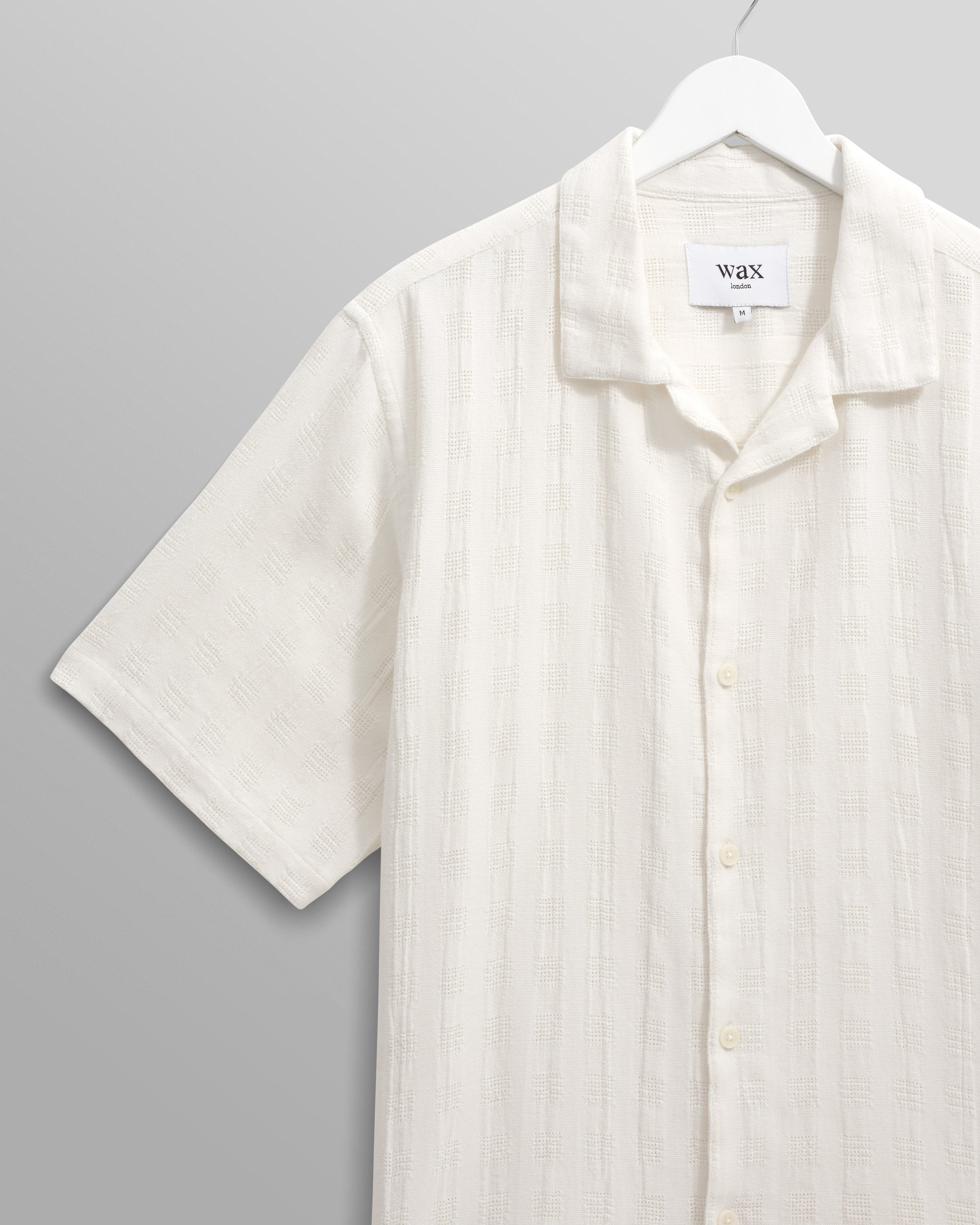 Didcot - Ecru Open Weave Cotton Short-Sleeve Shirt