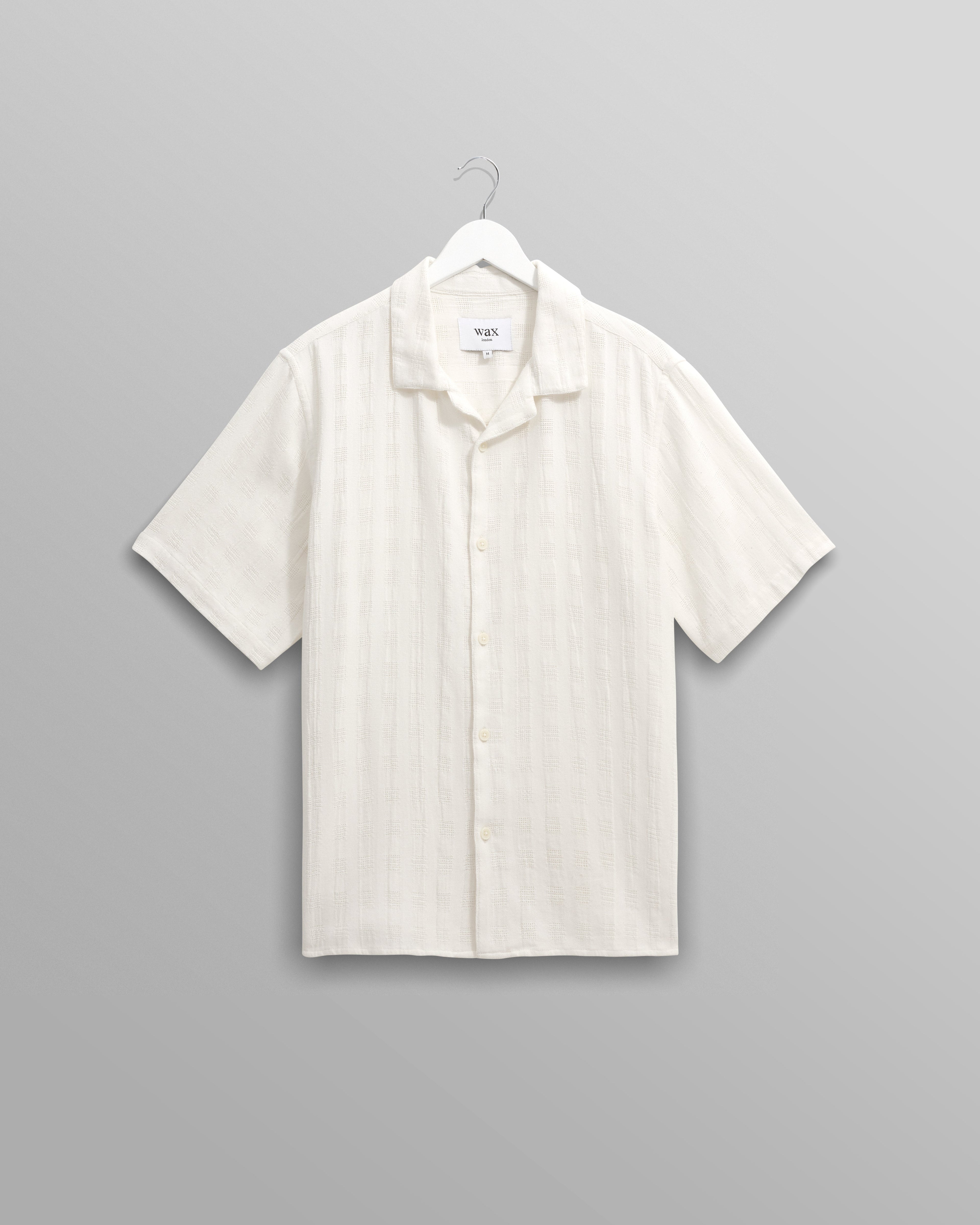 Didcot - Ecru Open Weave Cotton Short-Sleeve Shirt
