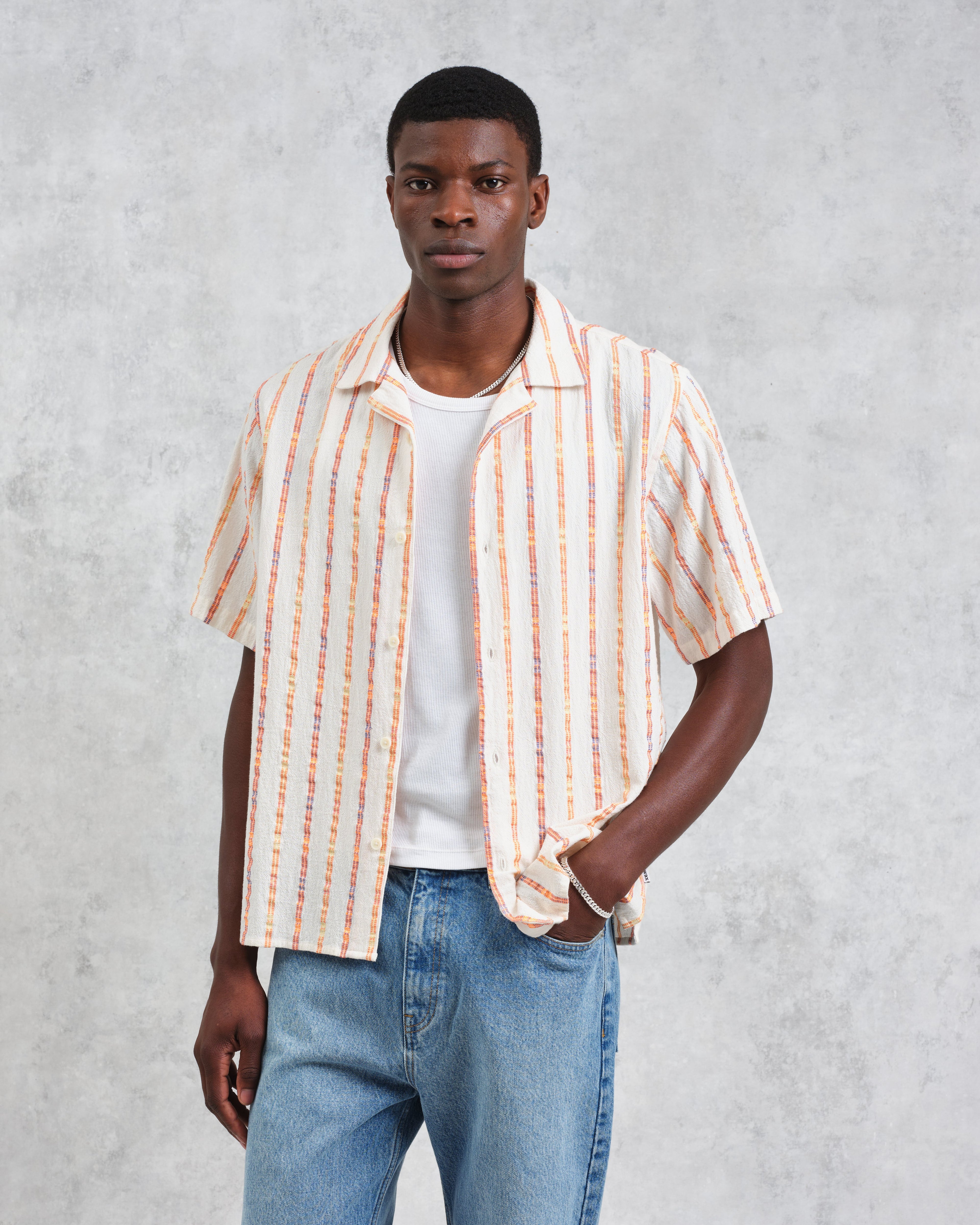 Didcot - Ecru Stripe Short-Sleeve Shirt