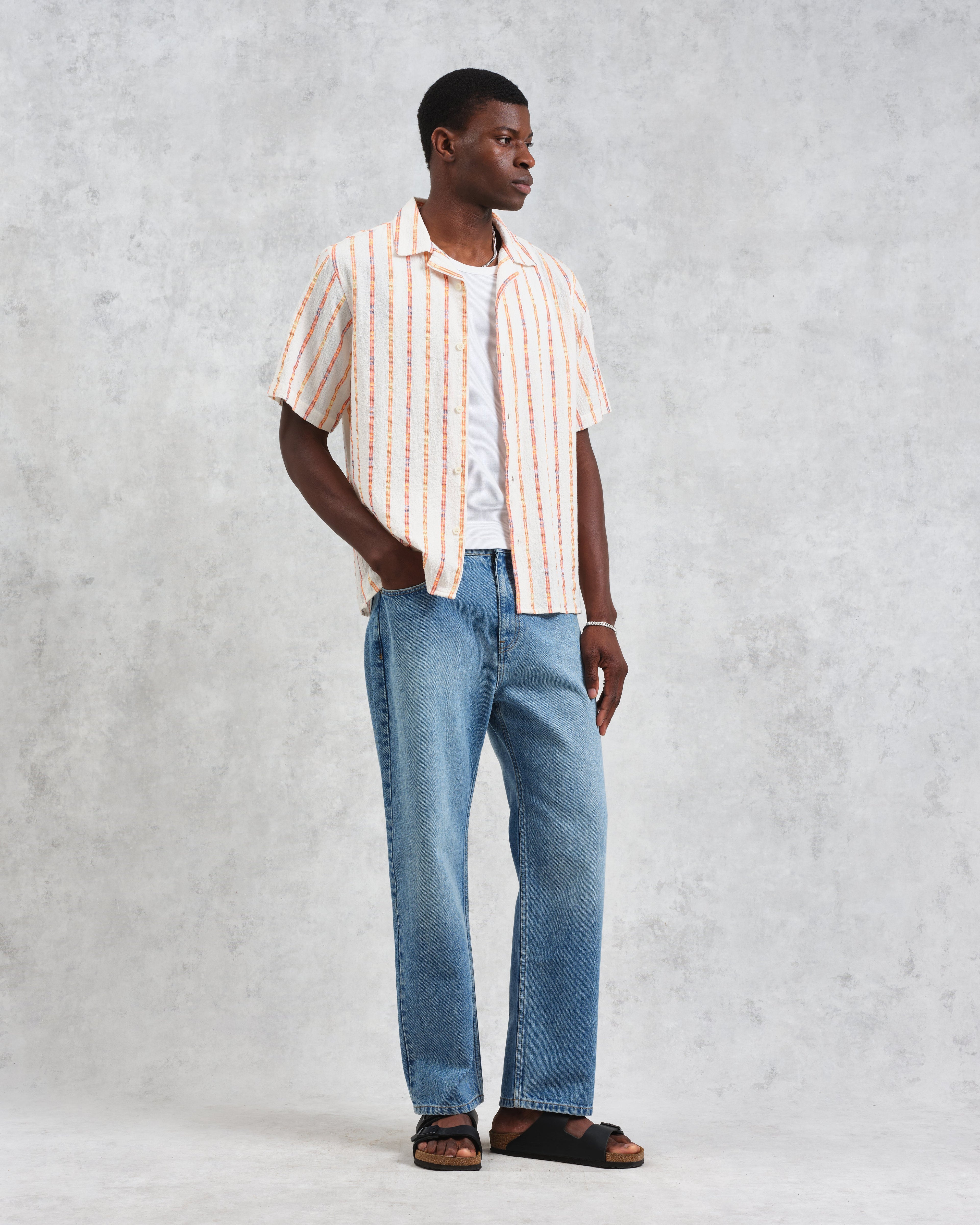 Didcot - Ecru Stripe Short-Sleeve Shirt