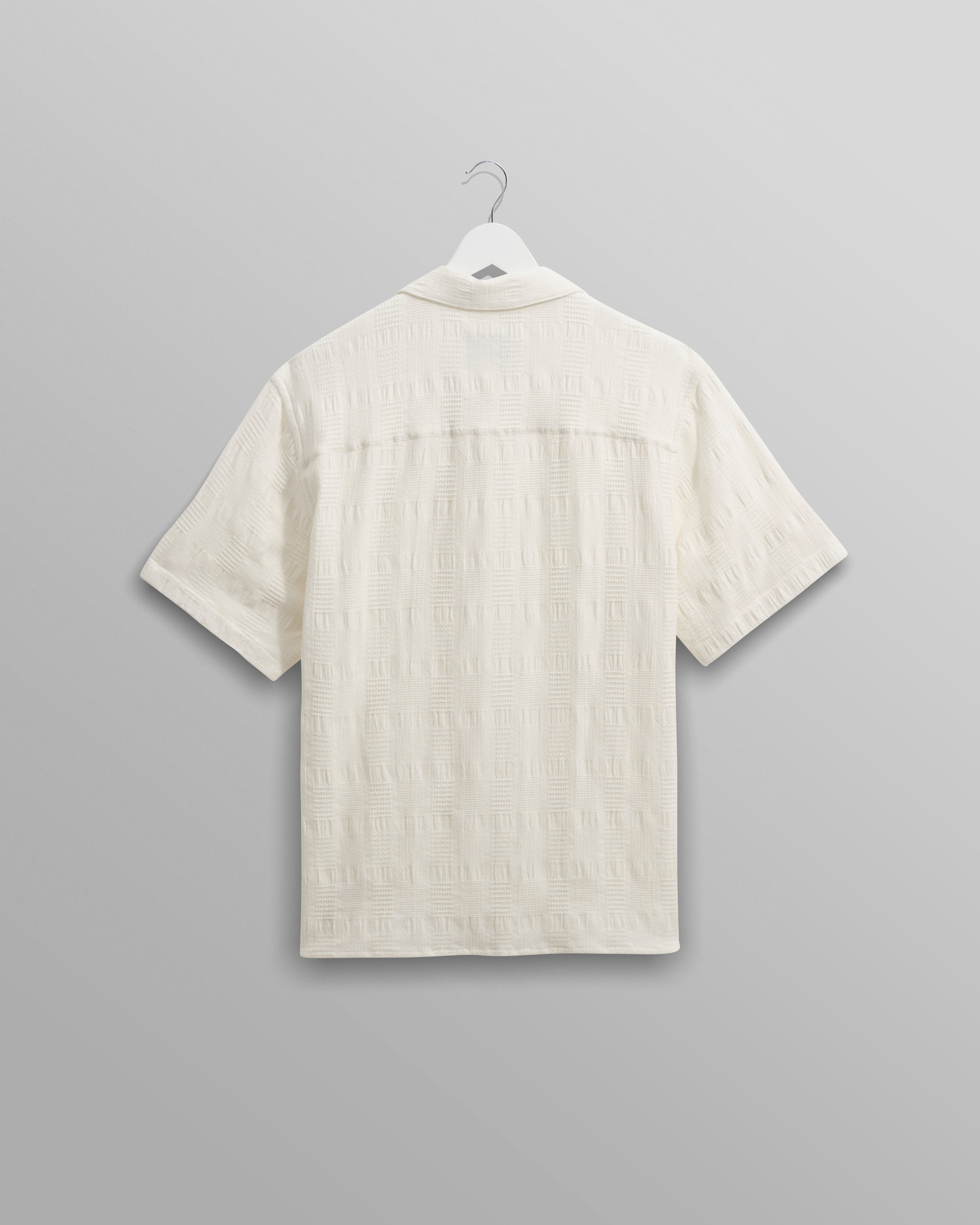Didcot - Ecru Waffle Seersucker Cotton Short-Sleeve Shirt