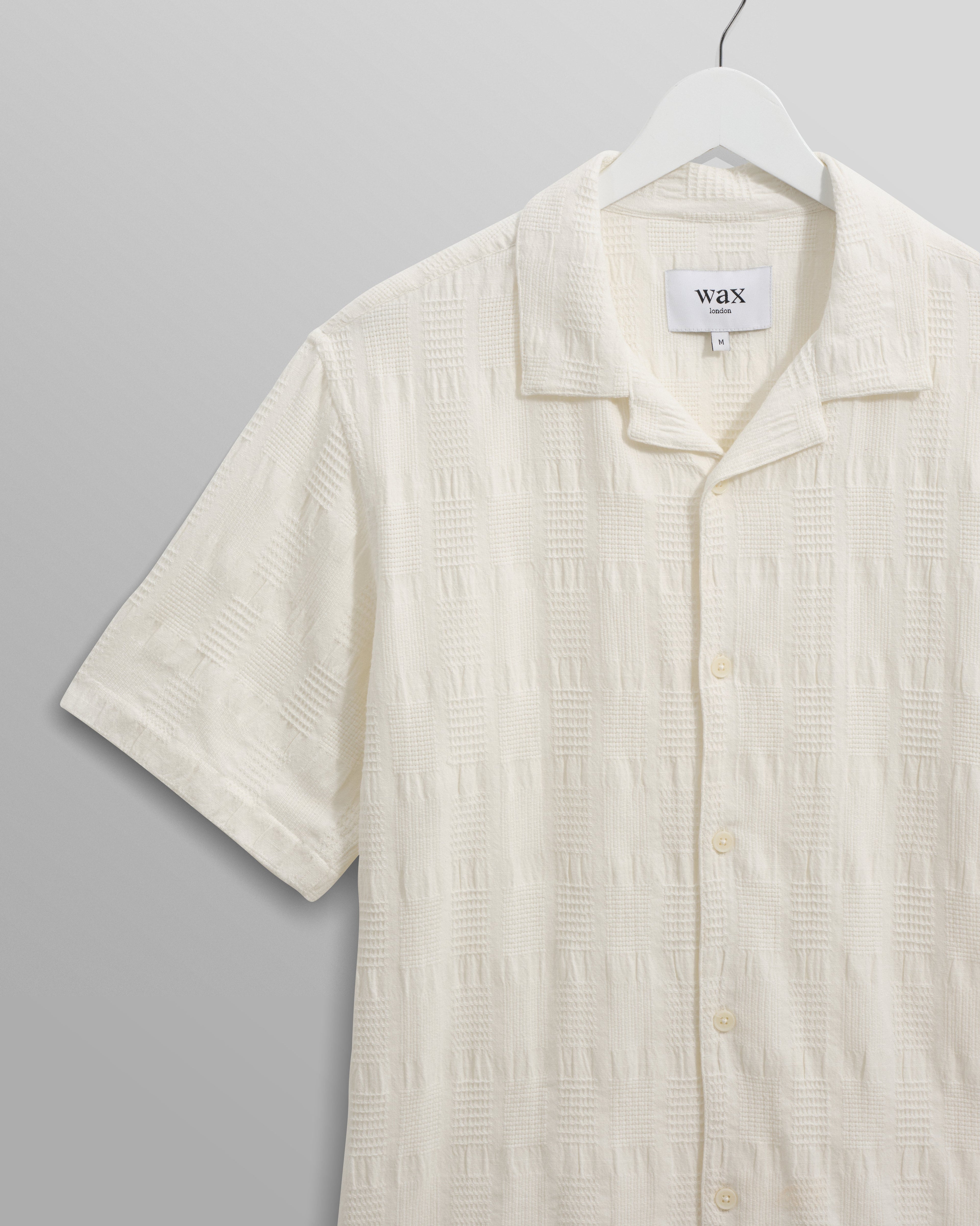 Didcot - Ecru Waffle Seersucker Cotton Short-Sleeve Shirt