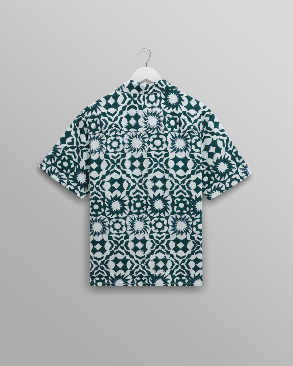 Didcot - Green And White Geometric Cotton Short-Sleeve Shirt