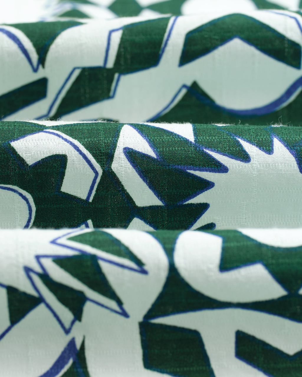 Didcot - Green And White Geometric Cotton Short-Sleeve Shirt
