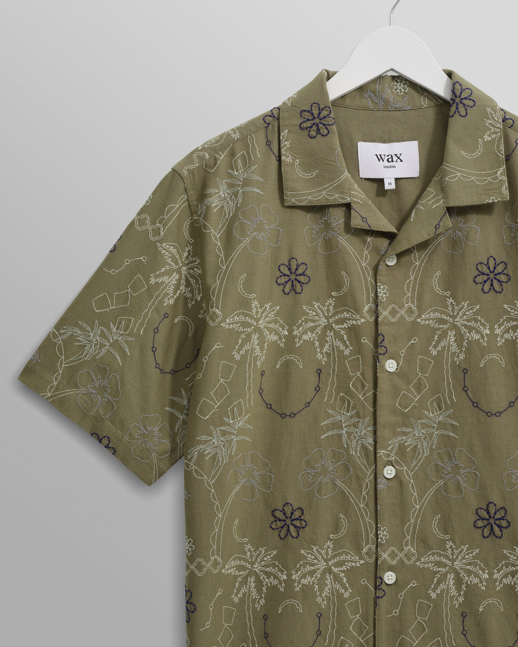 Didcot - Khaki Hawaiian Embroidered Short-Sleeve Shirt