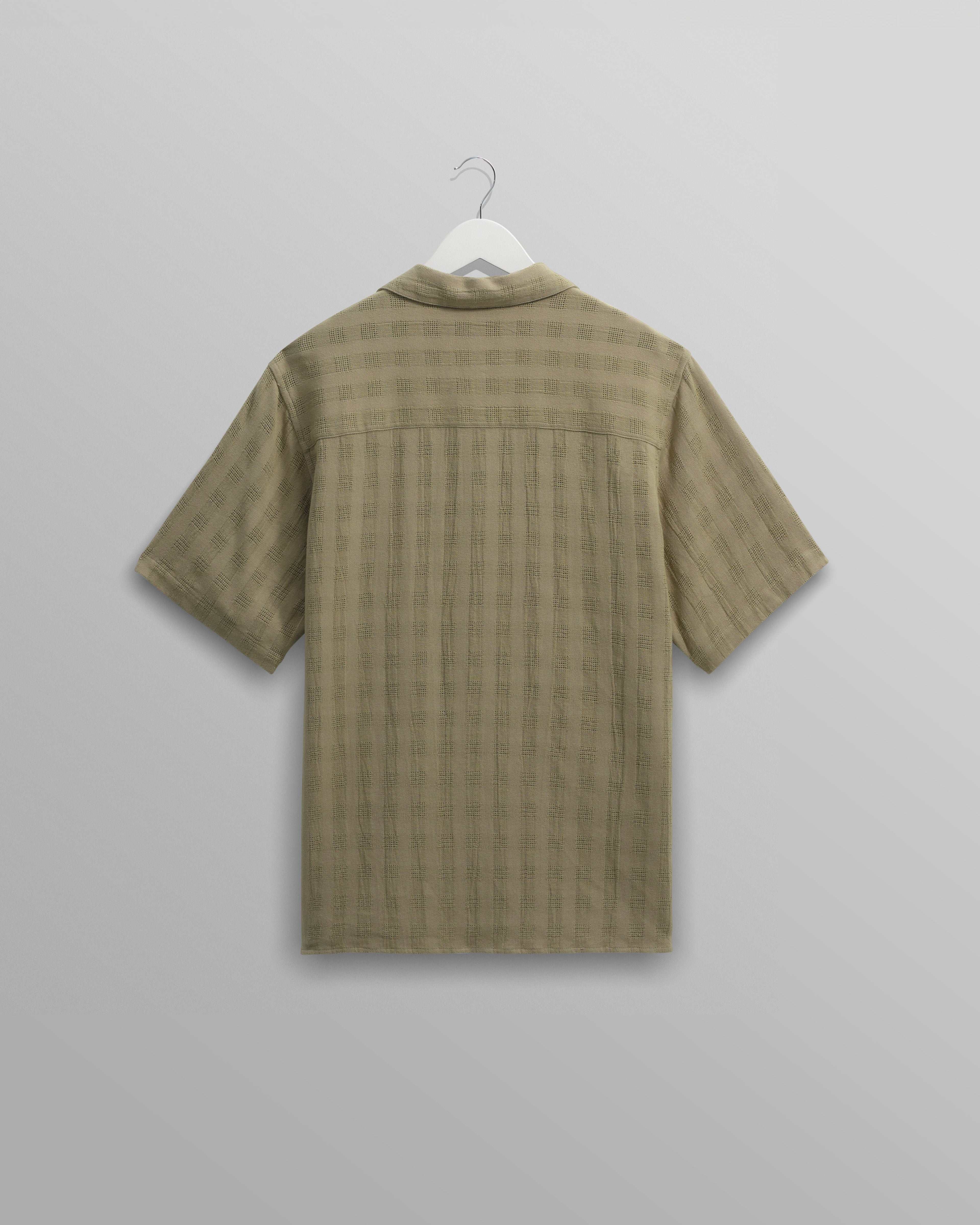 Didcot - Khaki Open Weave Cotton Short-Sleeve Shirt