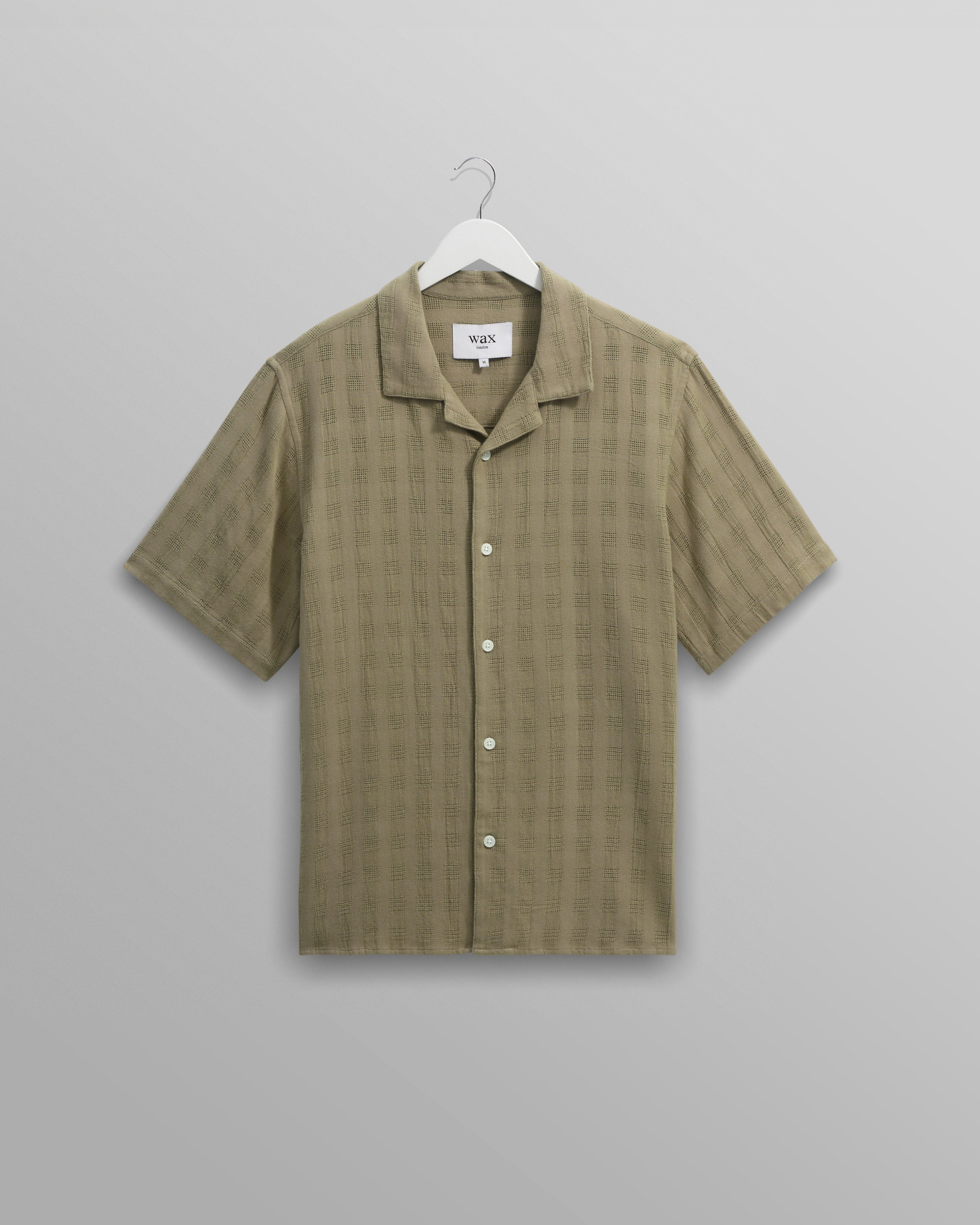 Didcot - Khaki Open Weave Cotton Short-Sleeve Shirt