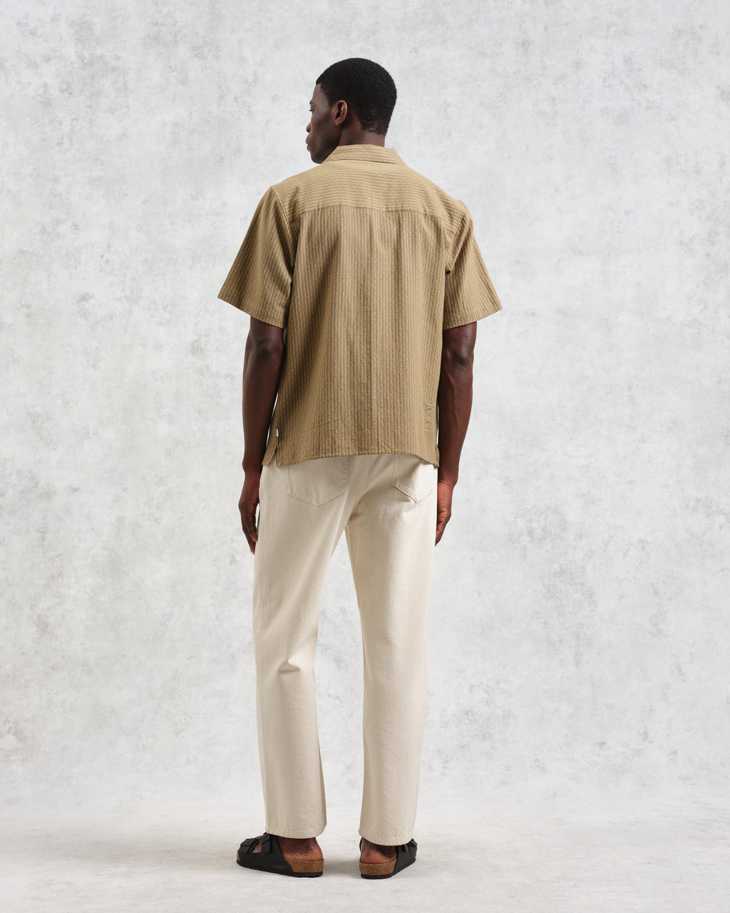 Didcot - Khaki Slub Stripe Short-Sleeve Shirt