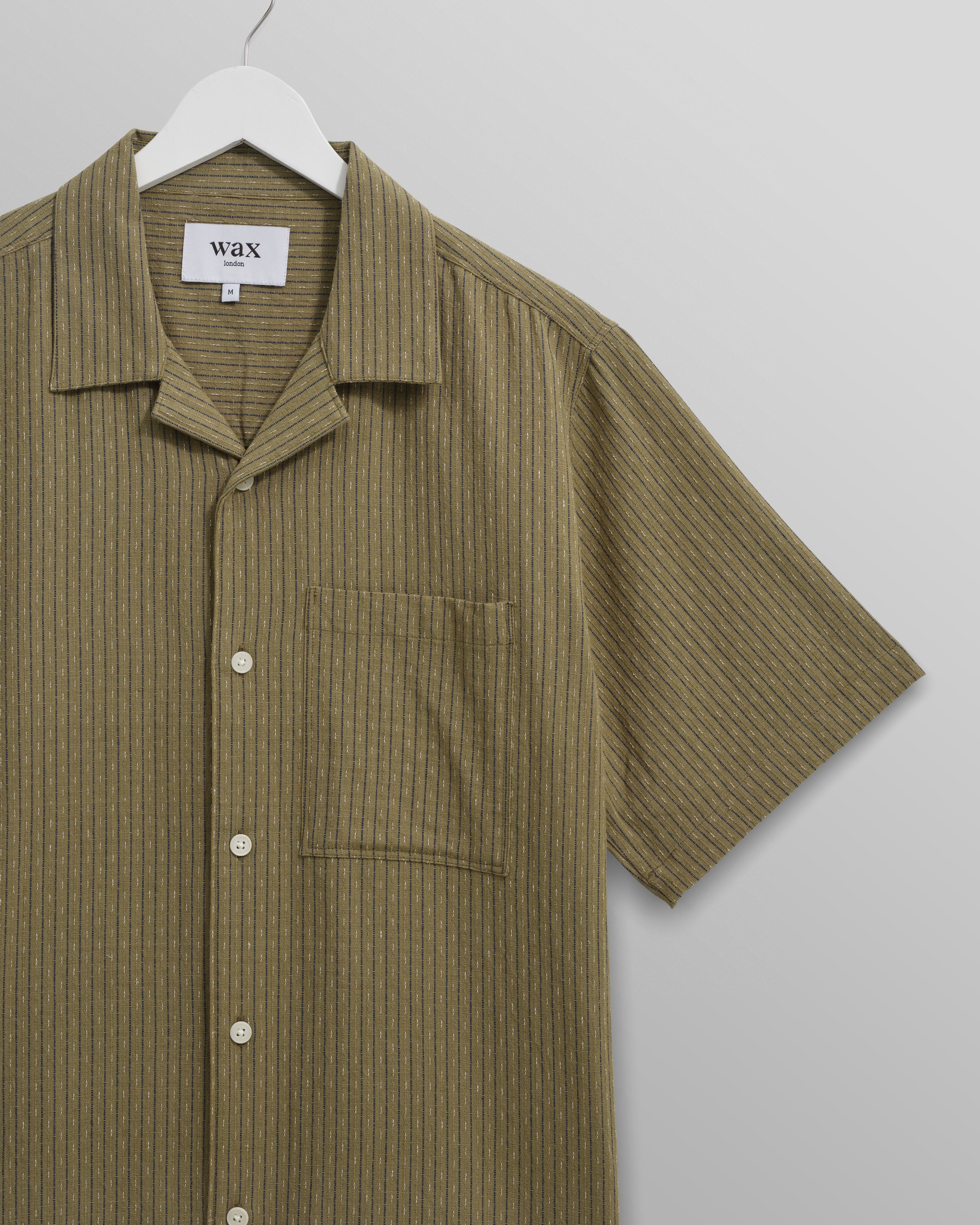 Didcot - Khaki Slub Stripe Short-Sleeve Shirt