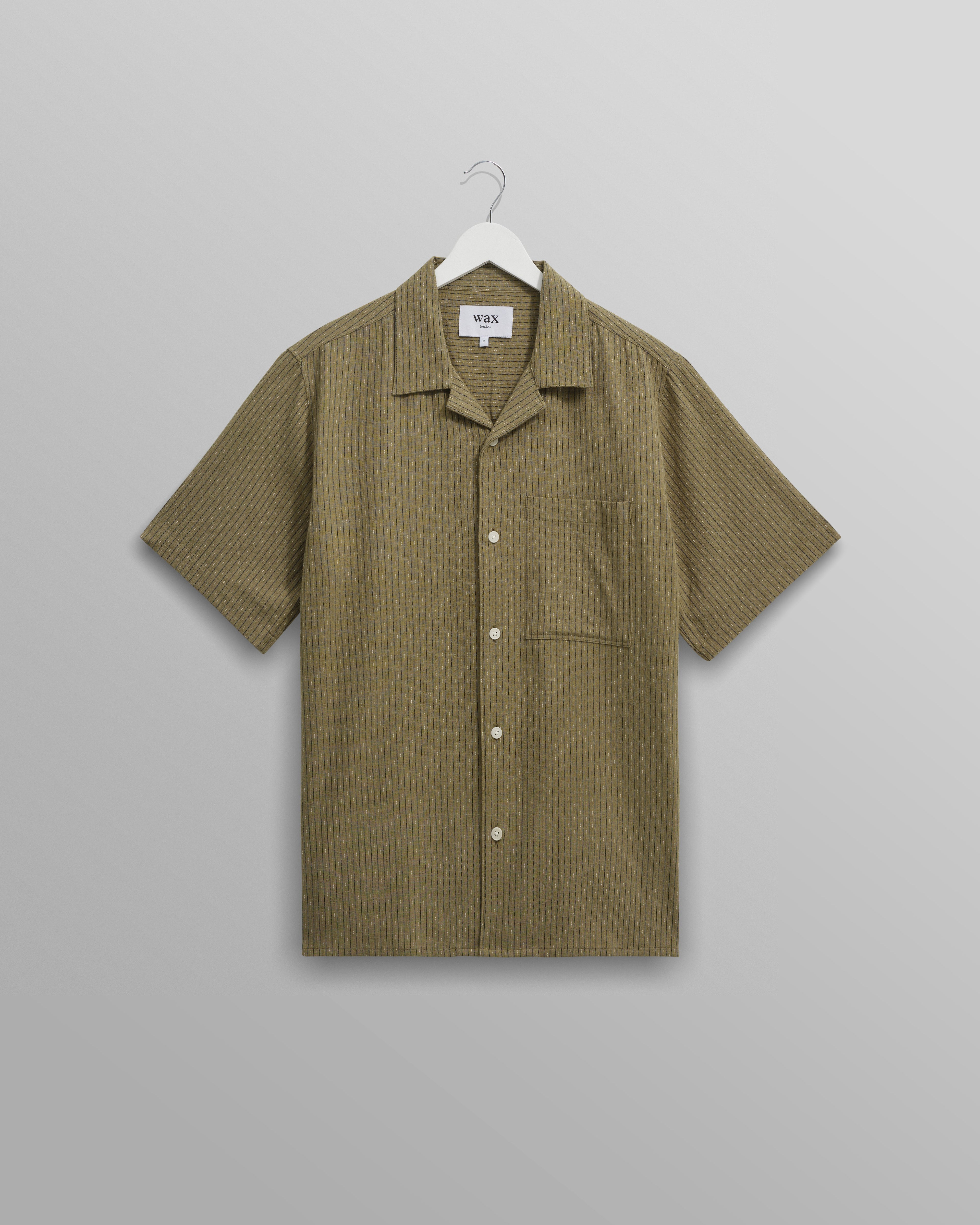 Didcot - Khaki Slub Stripe Short-Sleeve Shirt