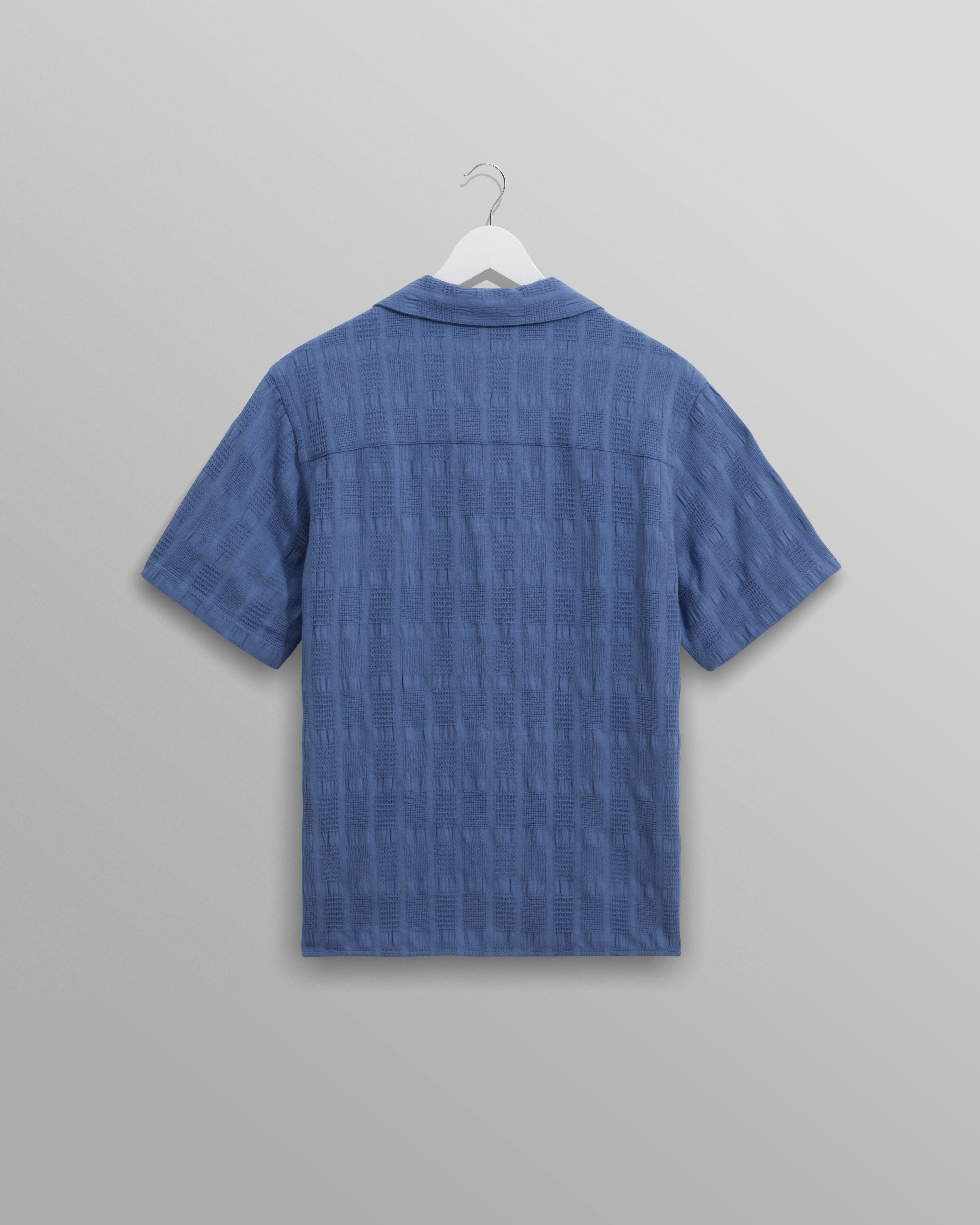 Didcot - Mid-Blue Waffle Seersucker Cotton Short-Sleeve Shirt
