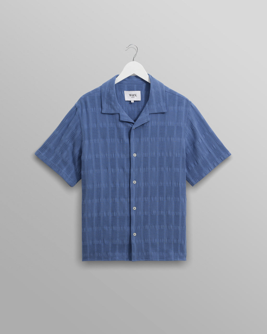 Didcot - Mid-Blue Waffle Seersucker Cotton Short-Sleeve Shirt