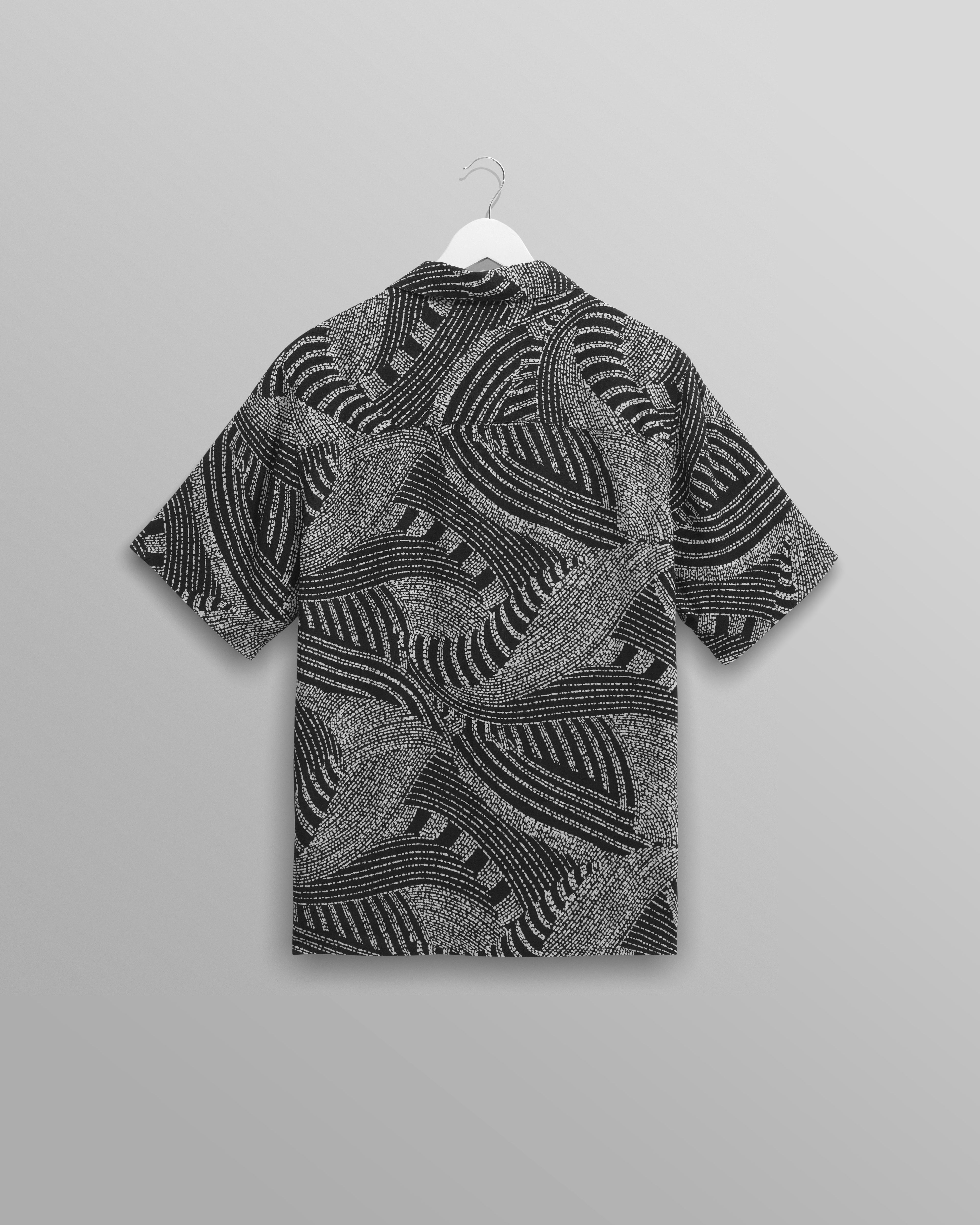 Didcot - Navy And Ecru Abstract Print Short-Sleeve Shirt
