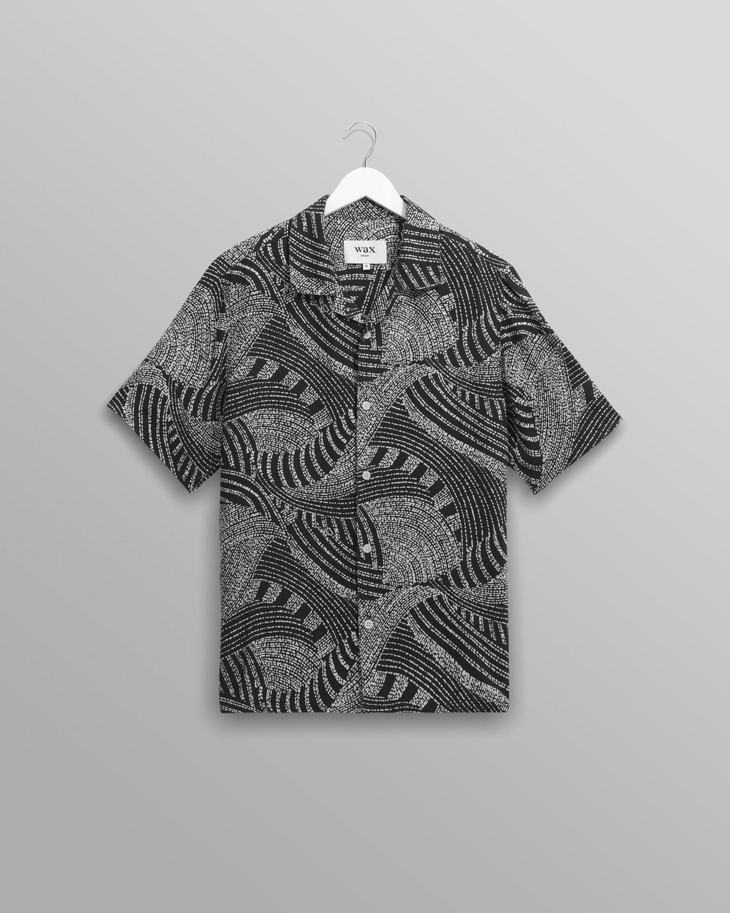 Didcot - Navy And Ecru Abstract Print Short-Sleeve Shirt