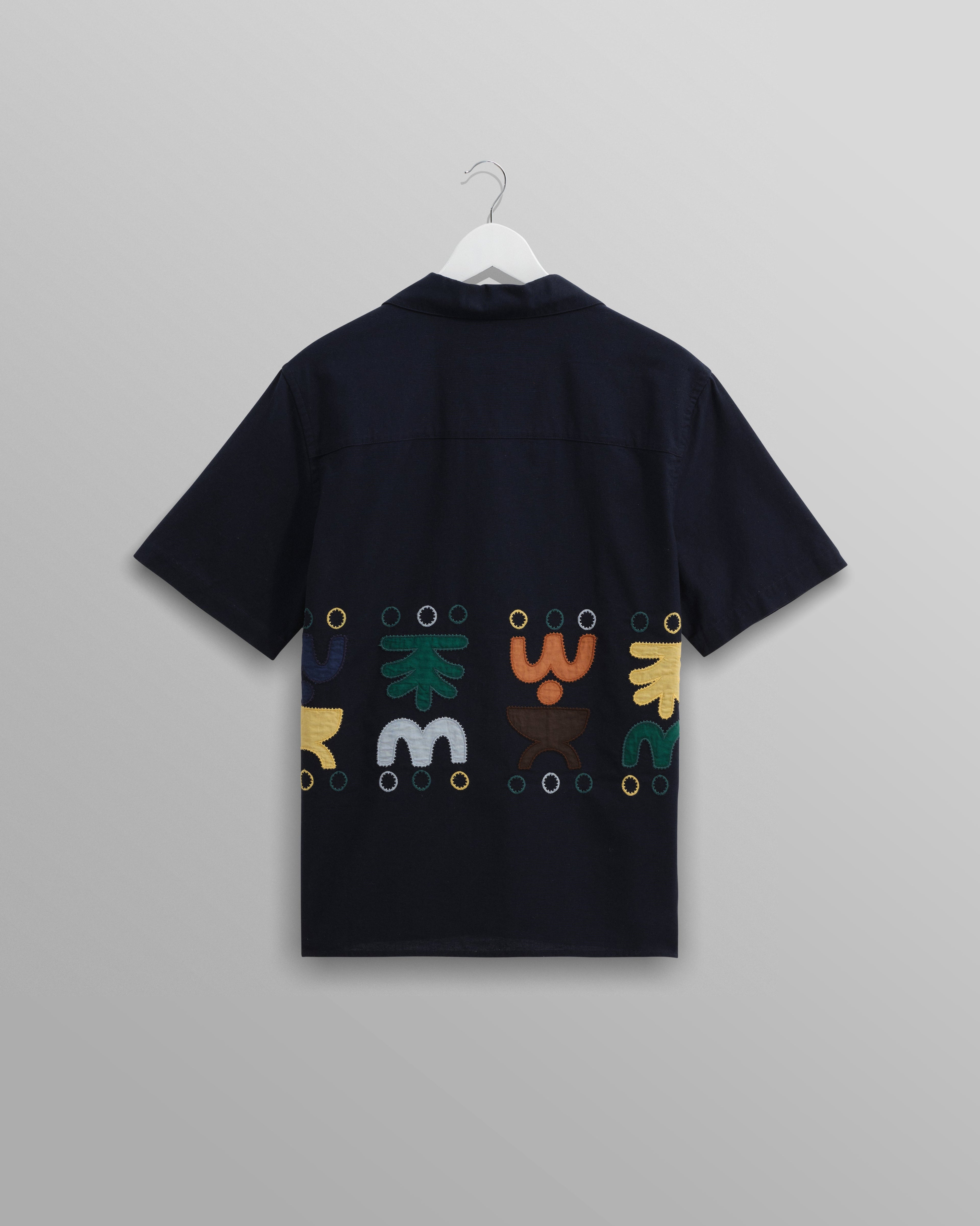 Didcot - Navy And Multicolour Bold Doodle Applique Short-Sleeve Shirt