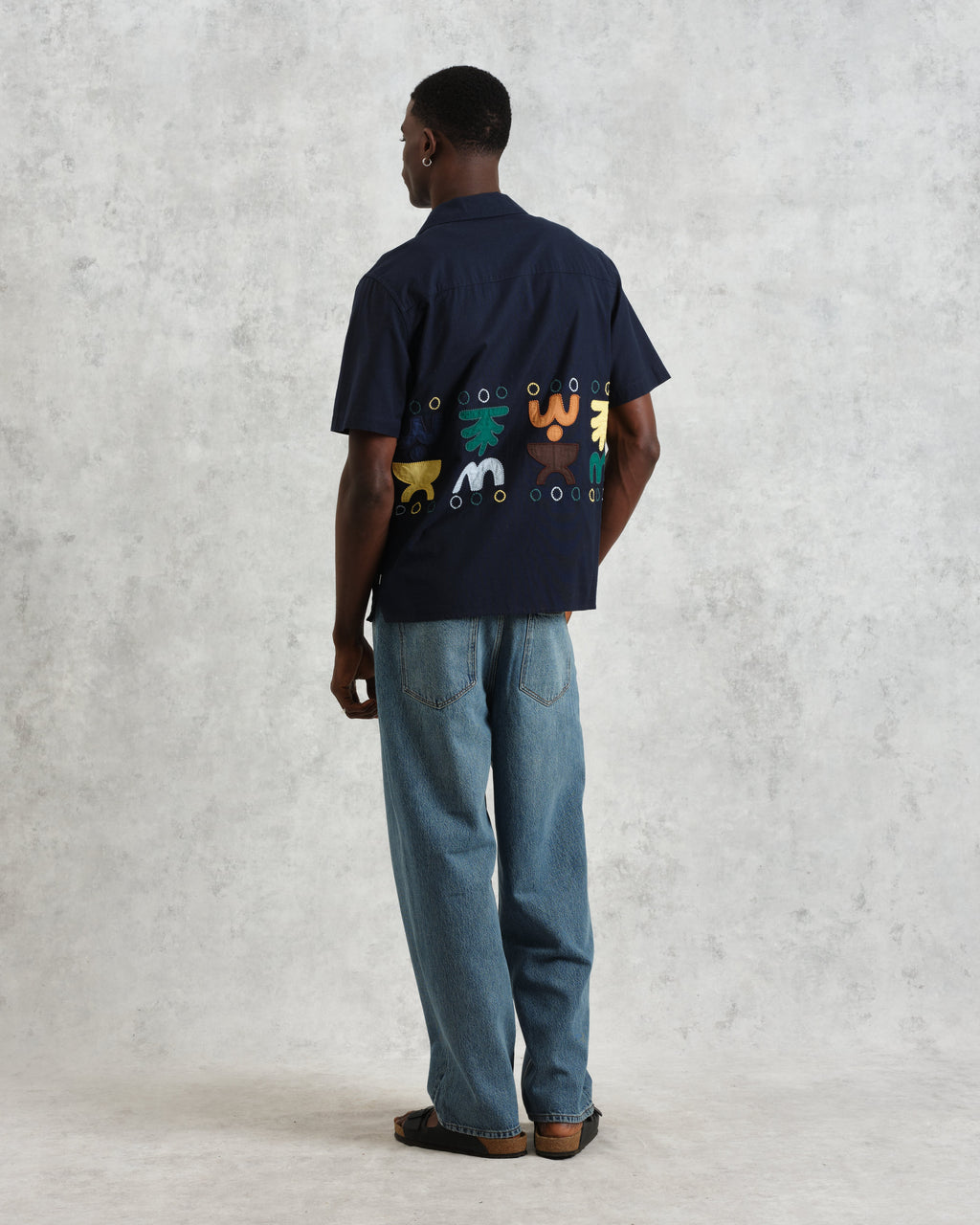Didcot - Navy And Multicolour Bold Doodle Applique Short-Sleeve Shirt