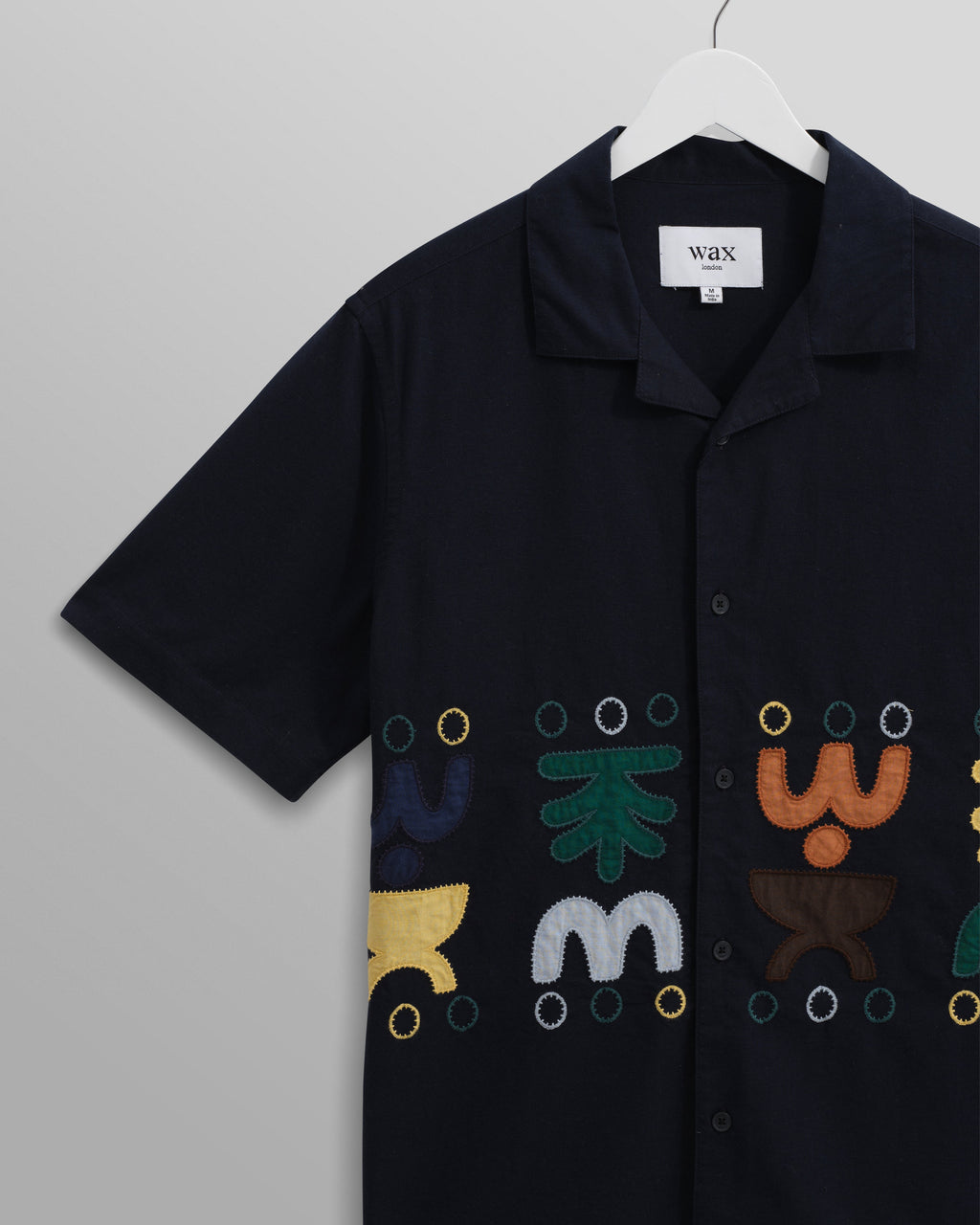 Didcot - Navy And Multicolour Bold Doodle Applique Short-Sleeve Shirt