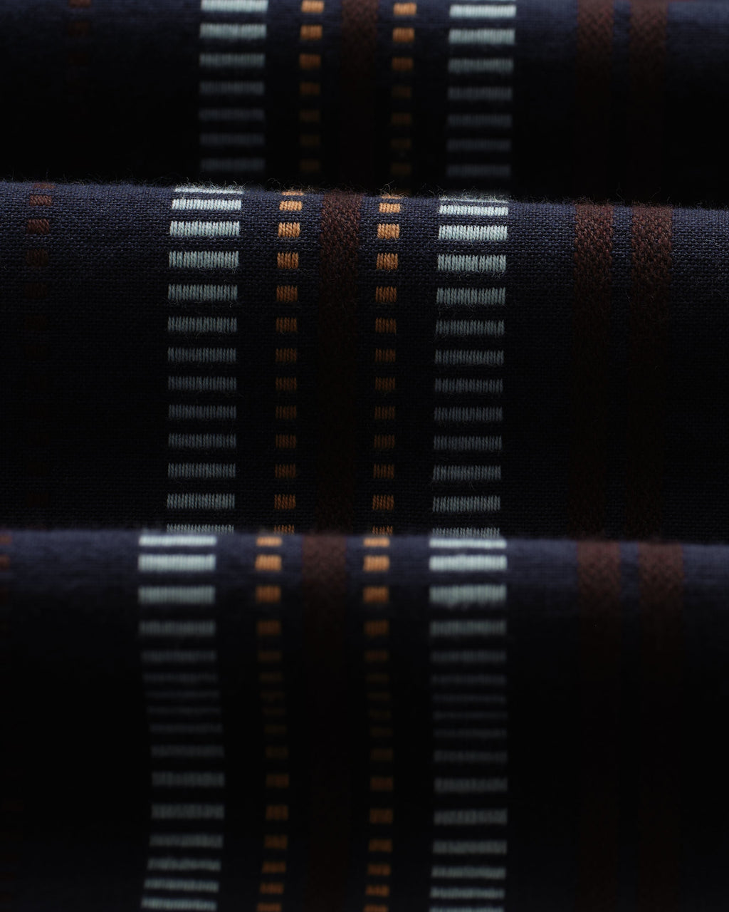 Didcot - Navy And Multicolour Stripe Dobby Cotton Short-Sleeve Shirt