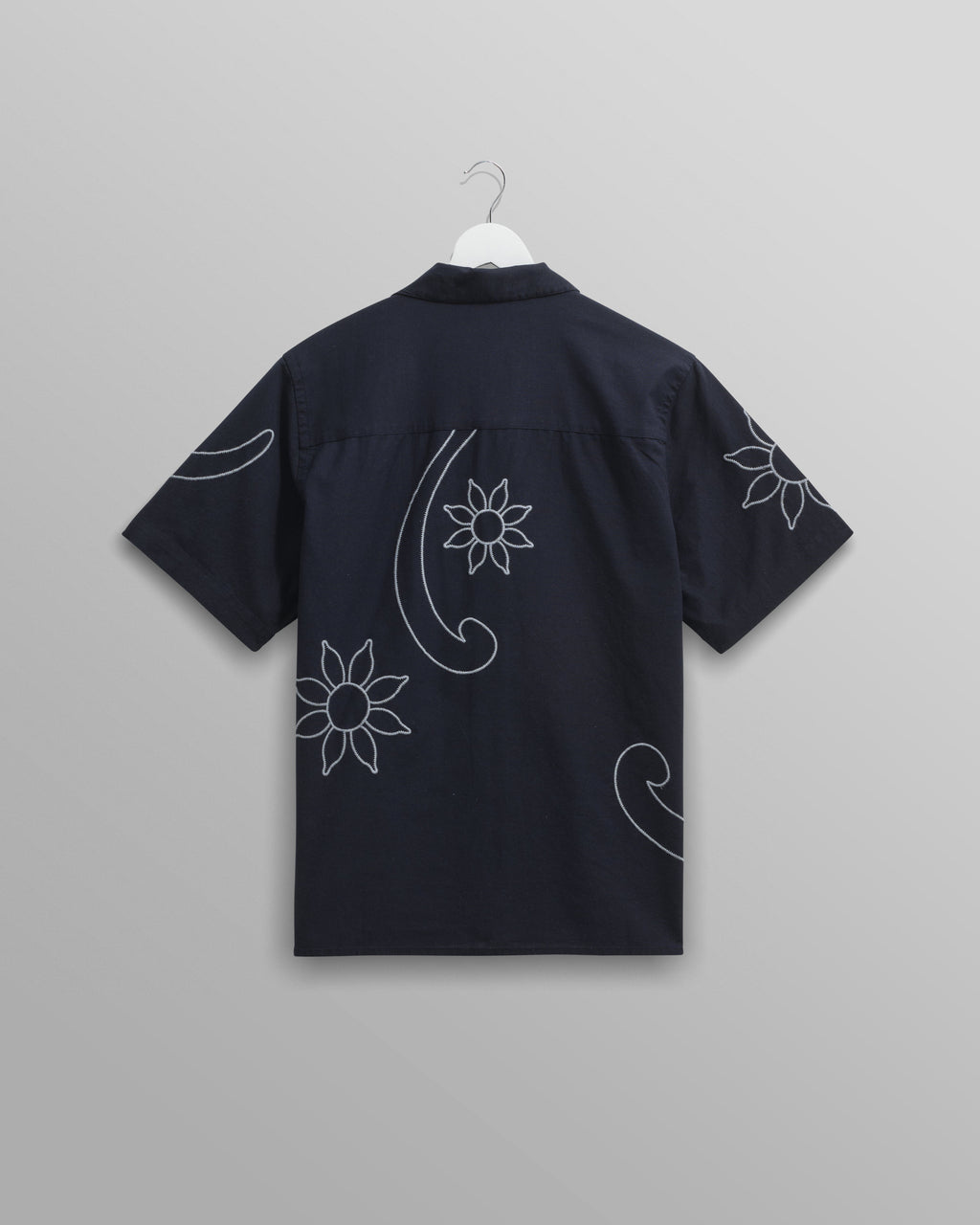 Didcot - Navy Bold Floral Embroidered Short-Sleeve Shirt