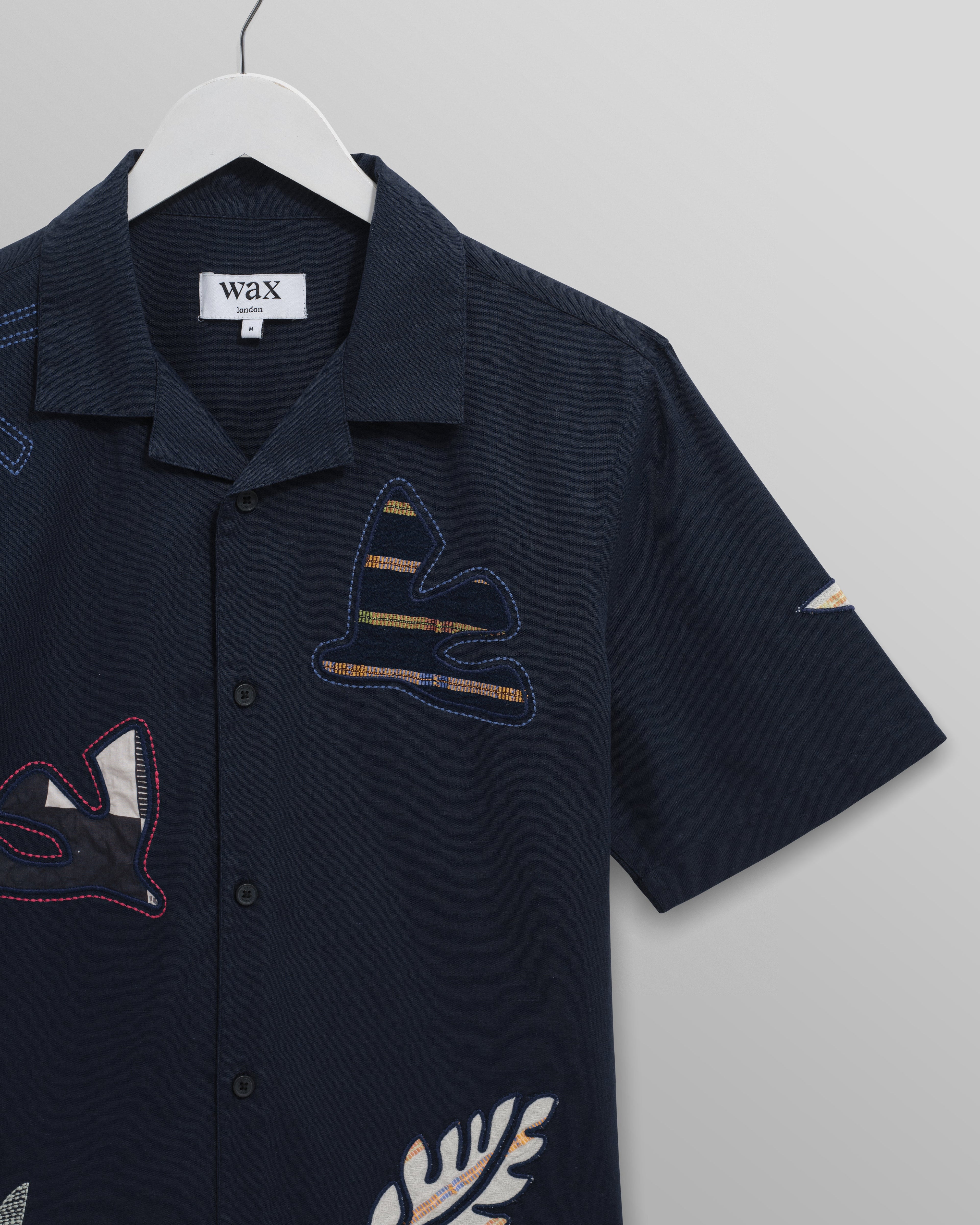 Didcot - Navy Doodle Applique Short-Sleeve Shirt