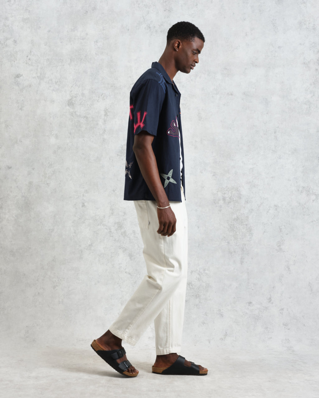 Didcot - Navy Doodle Applique Short-Sleeve Shirt