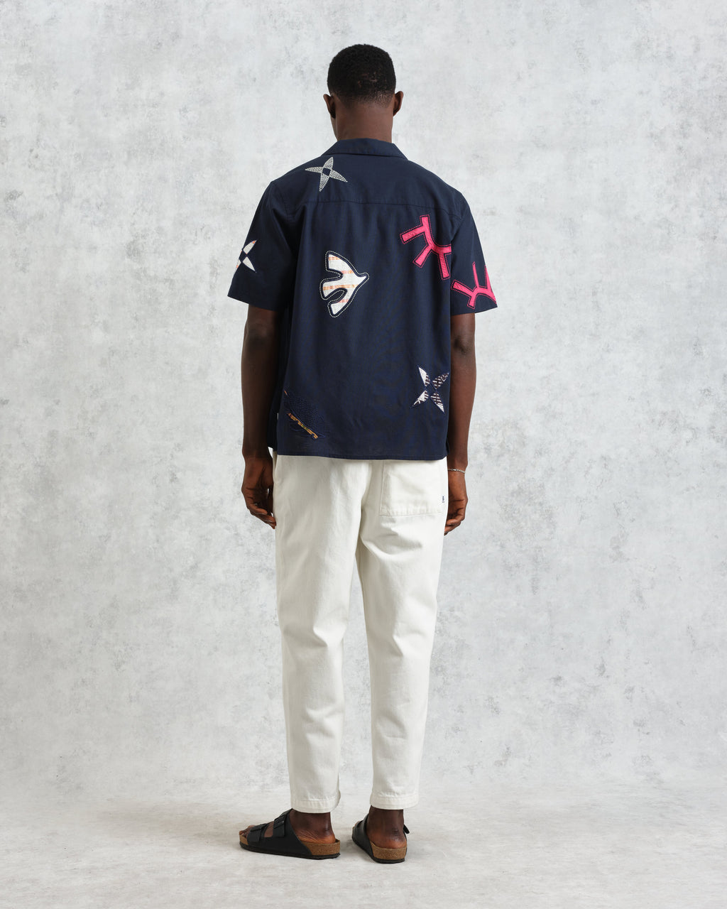 Didcot - Navy Doodle Applique Short-Sleeve Shirt